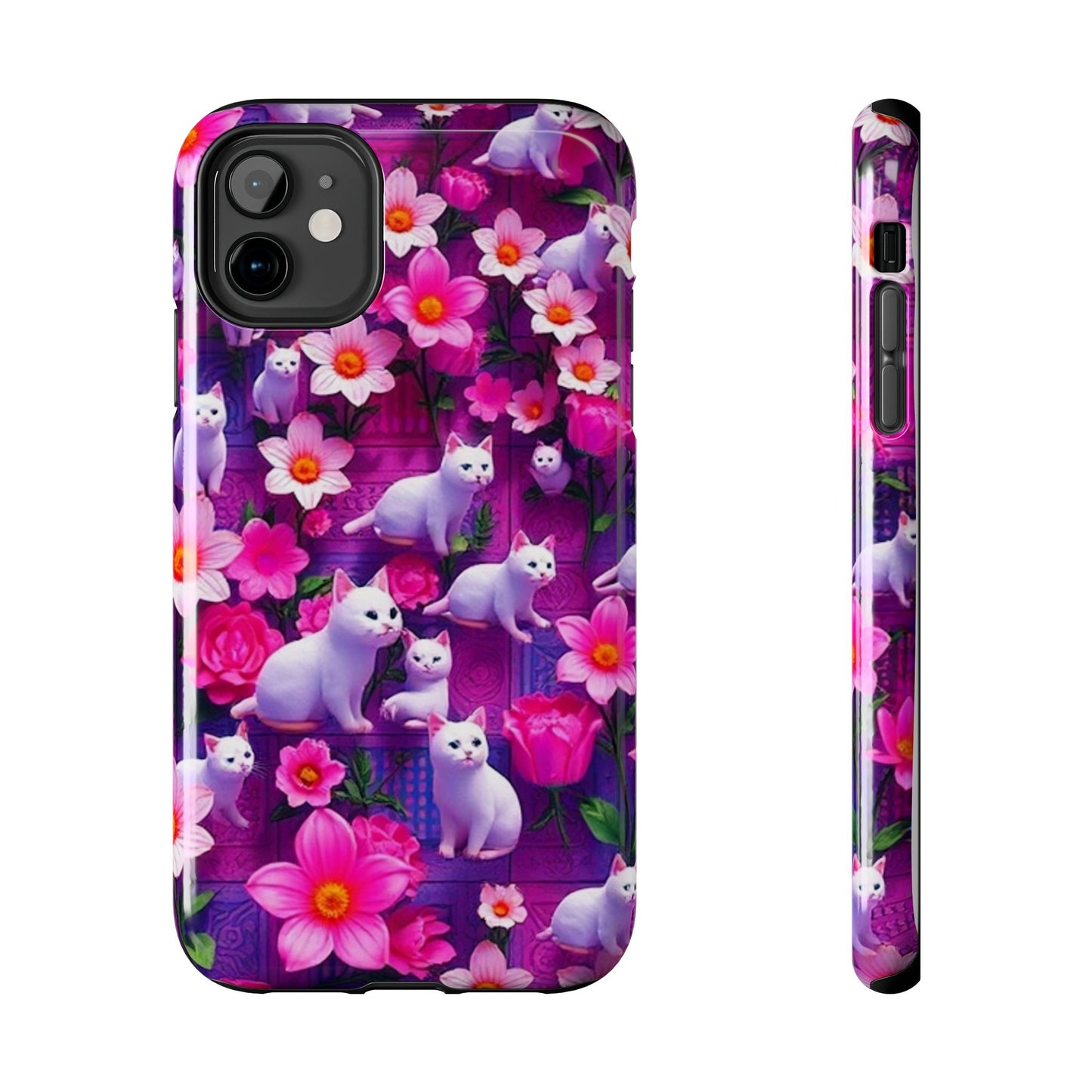 Kittens-n-Flowers Impact-Resistant Phone Case