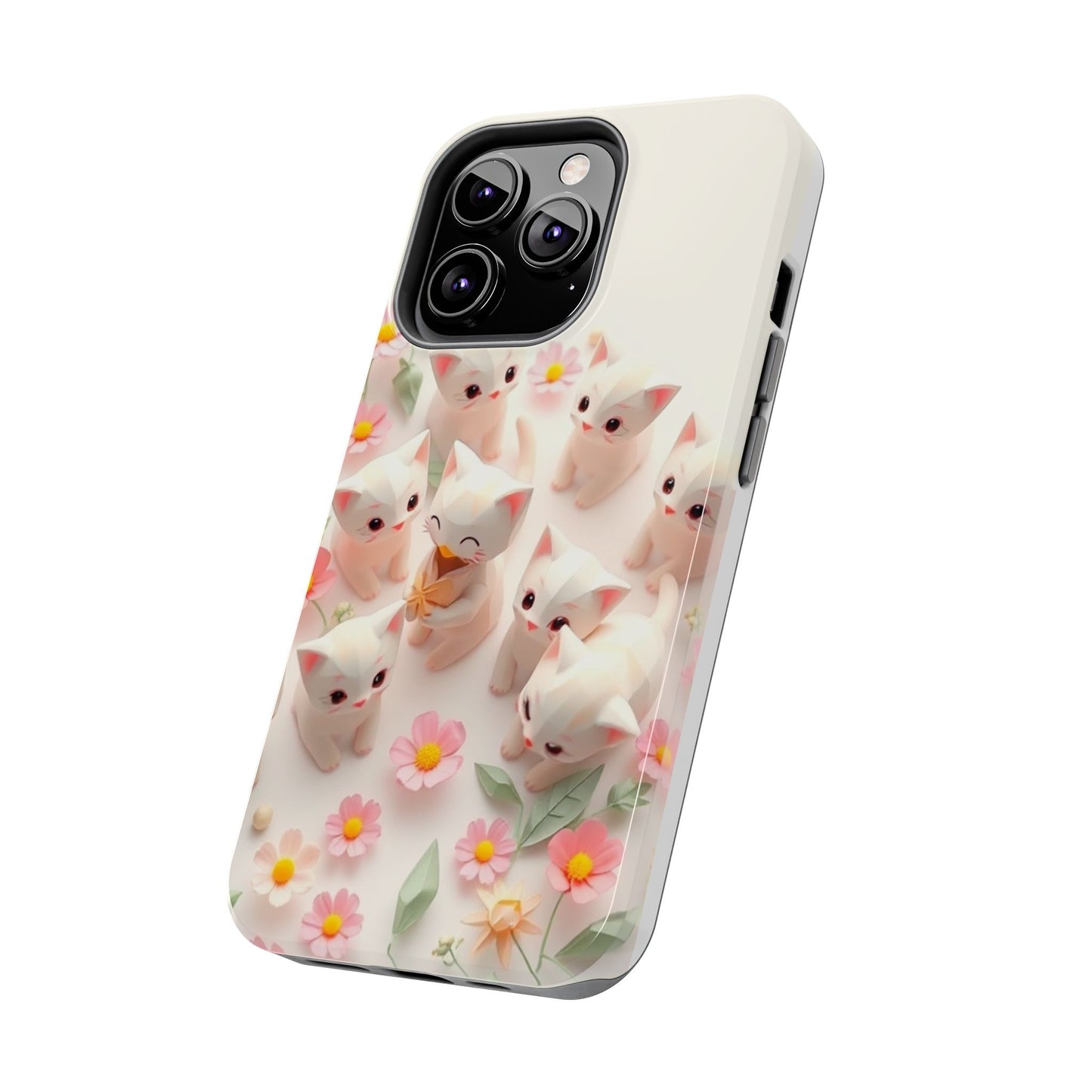 Kittens-n-Flowers Impact-Resistant Phone Case