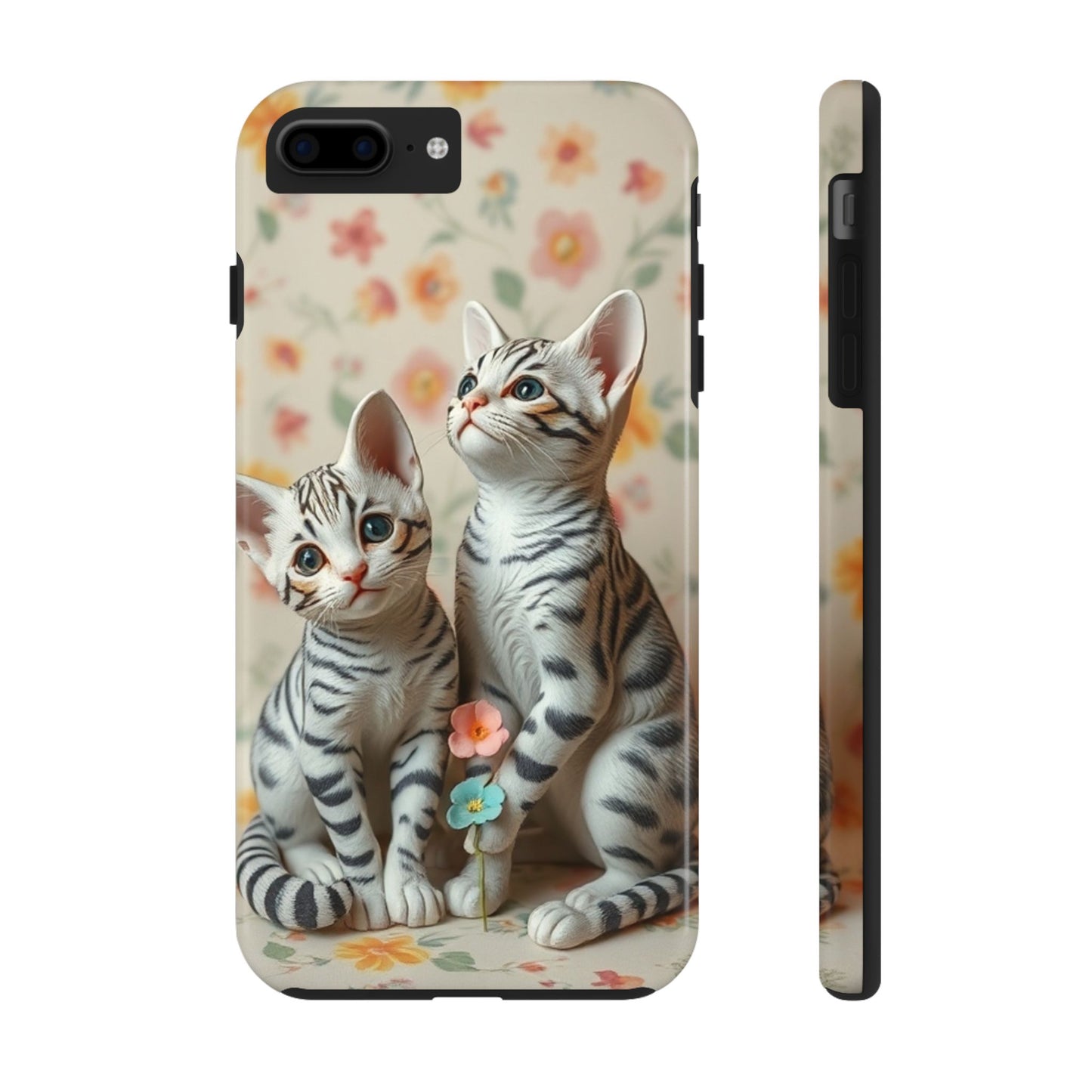 Kittens-n-Flowers Impact-Resistant Phone Case