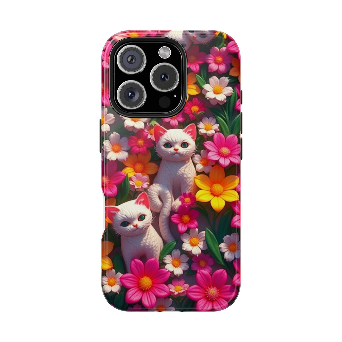 Kittens-n-Flowers Impact-Resistant Phone Case