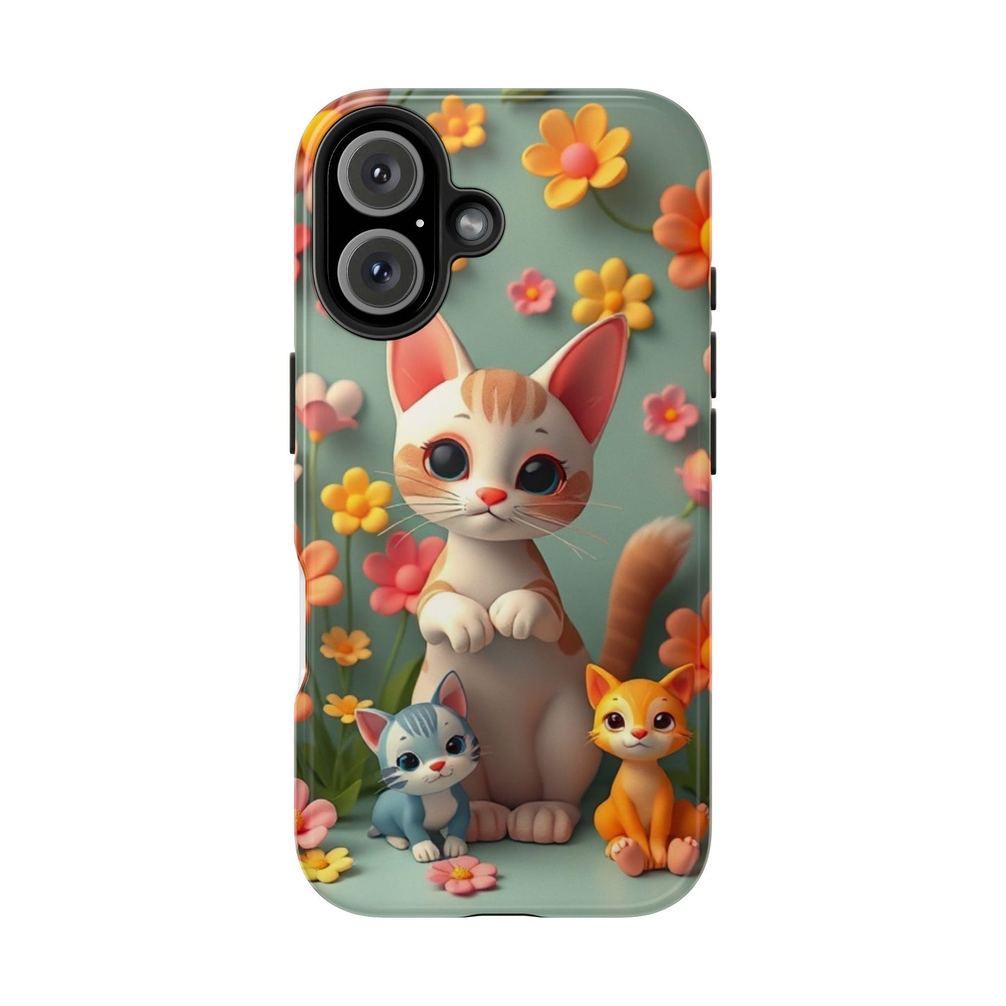 Kittens-n-Flowers Impact-Resistant Phone Case