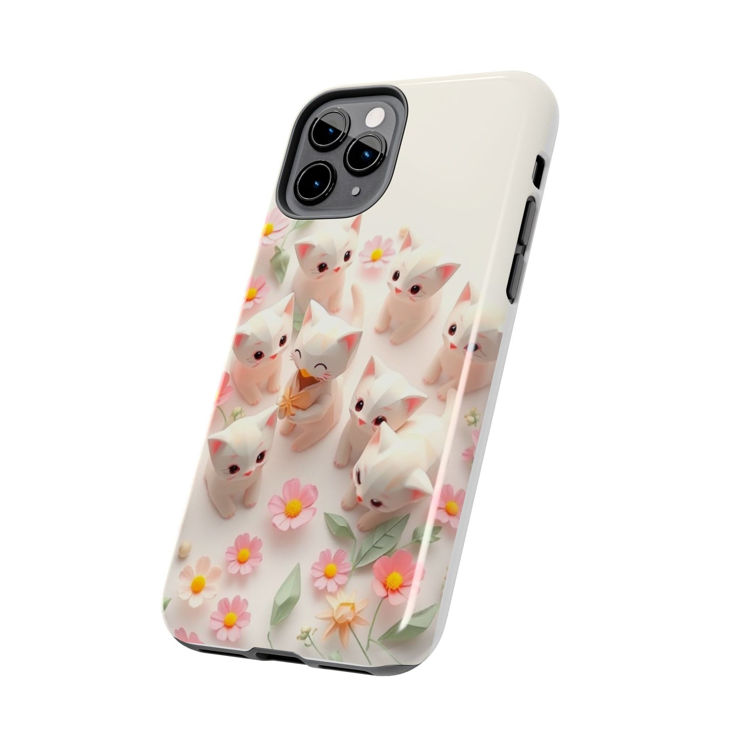 Kittens-n-Flowers Impact-Resistant Phone Case