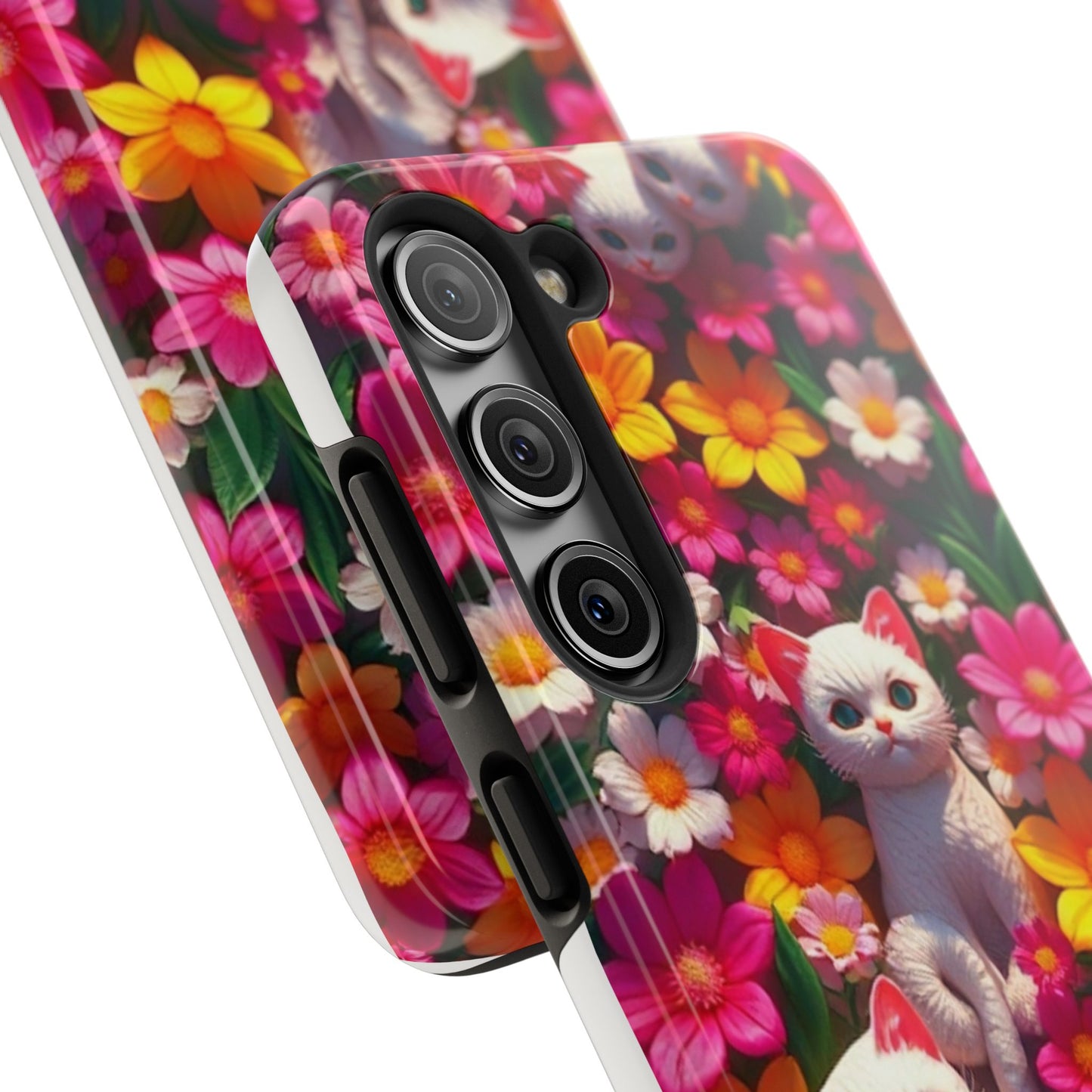 Kittens-n-Flowers Impact-Resistant Phone Case