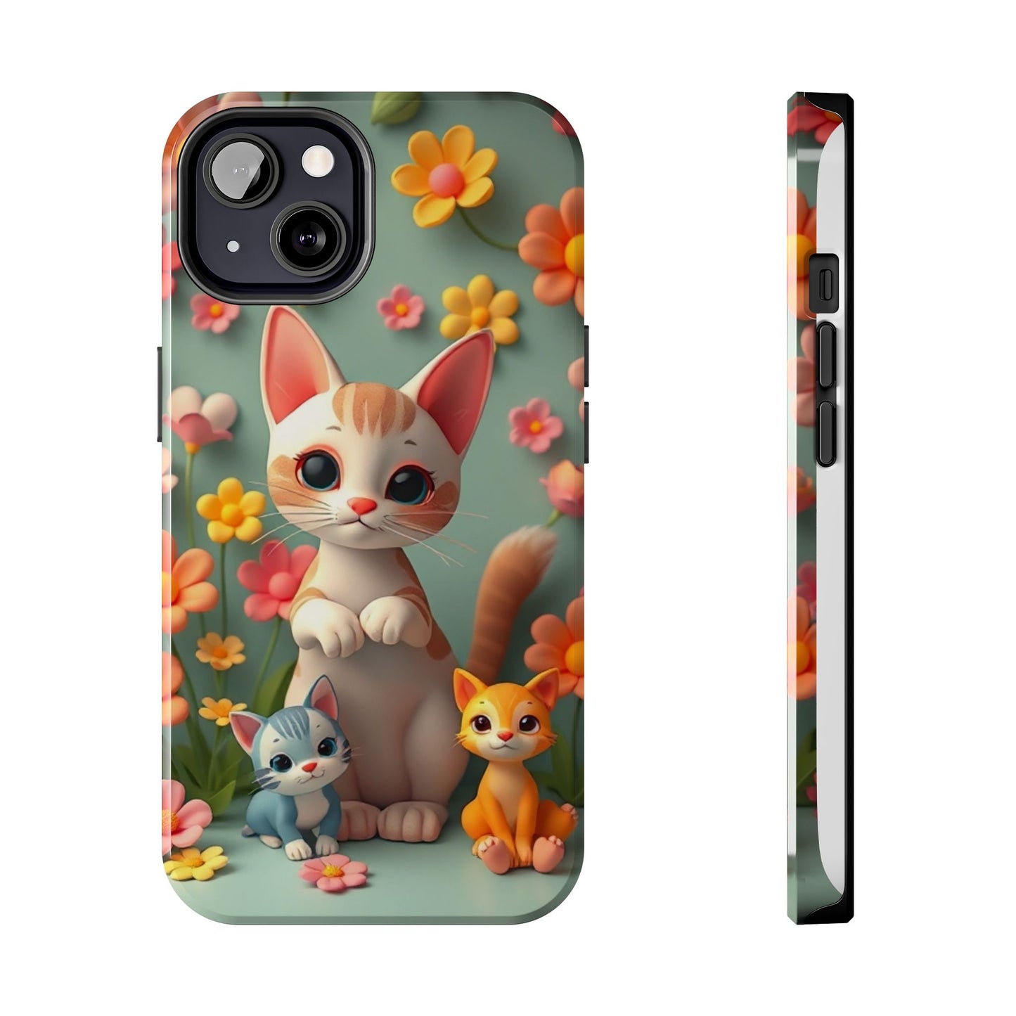 Kittens-n-Flowers Impact-Resistant Phone Case