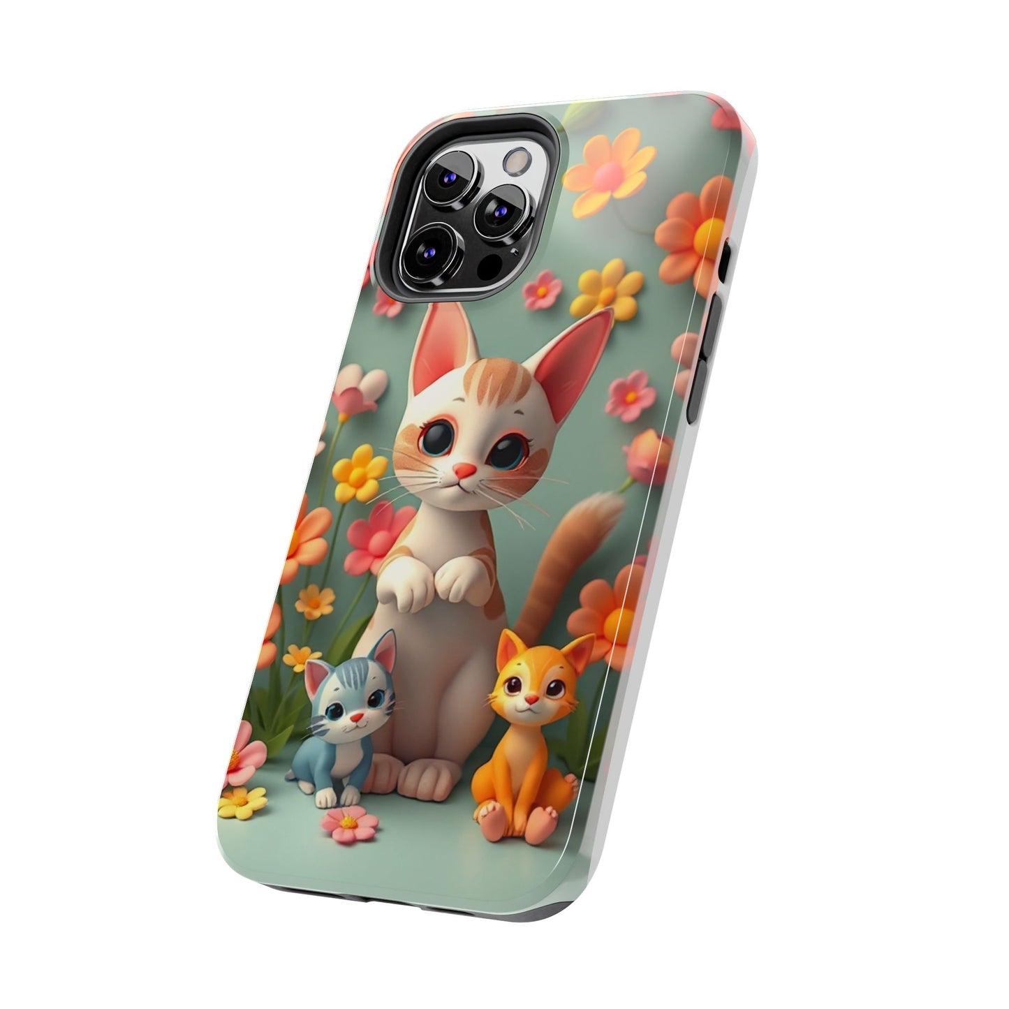 Kittens-n-Flowers Impact-Resistant Phone Case