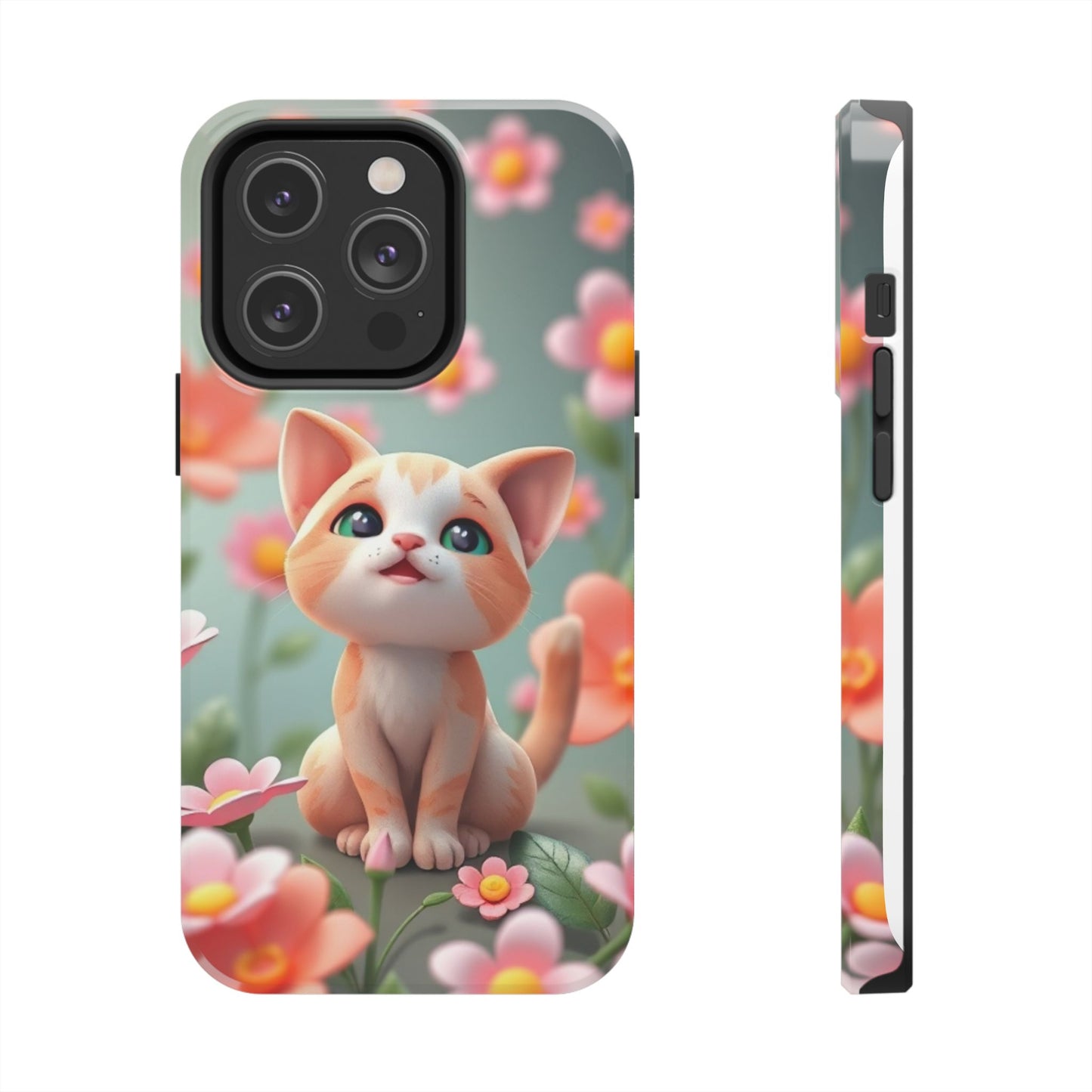 Kittens-n-Flowers Impact-Resistant Phone Case