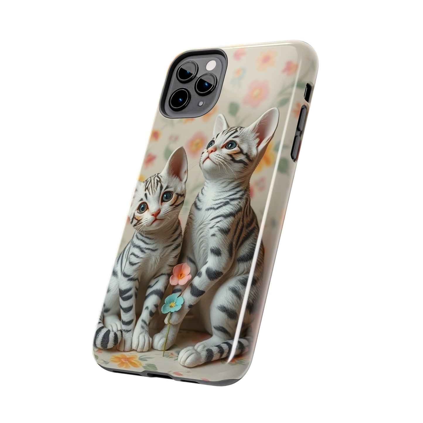 Kittens-n-Flowers Impact-Resistant Phone Case