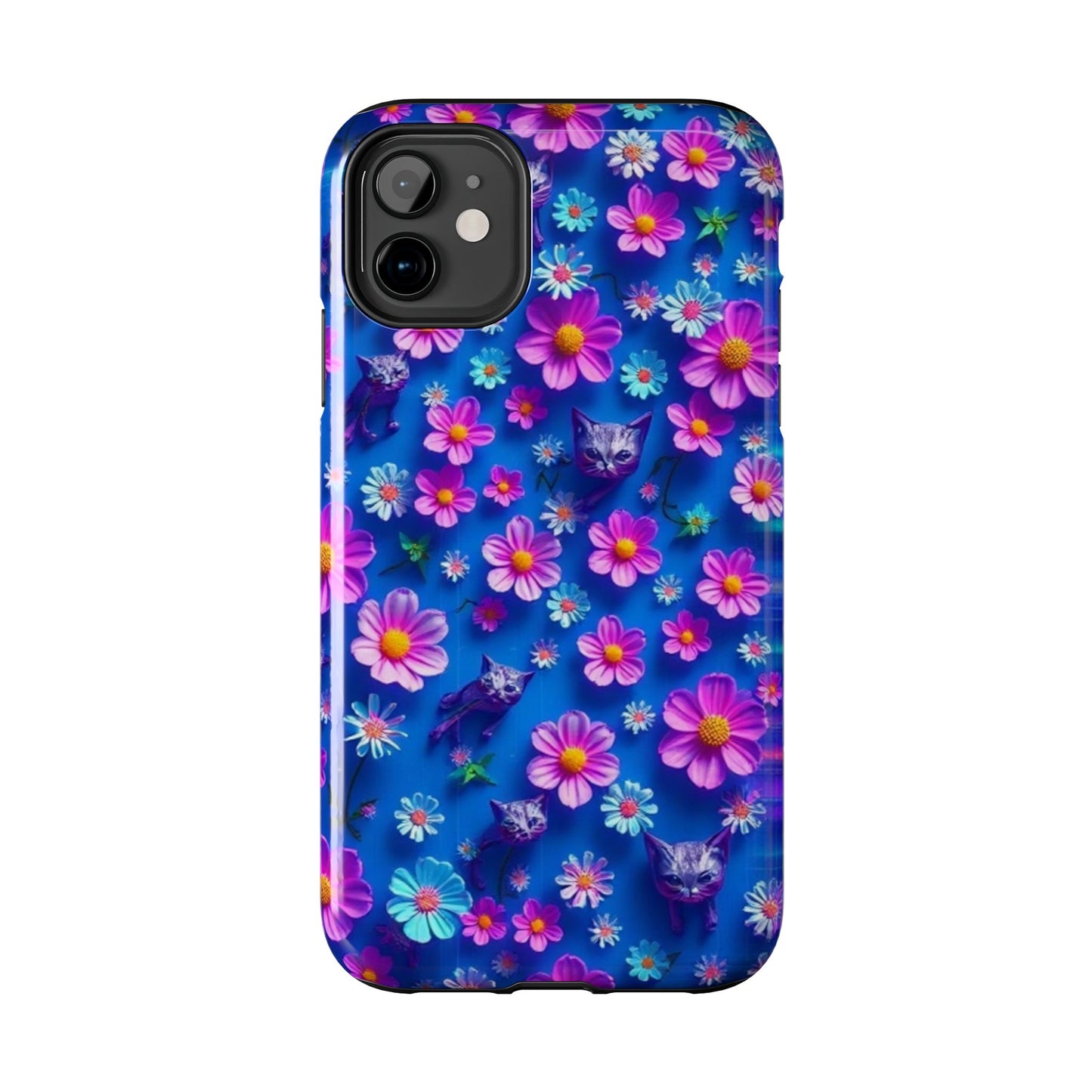 Kittens-n-Flowers Impact-Resistant Phone Case