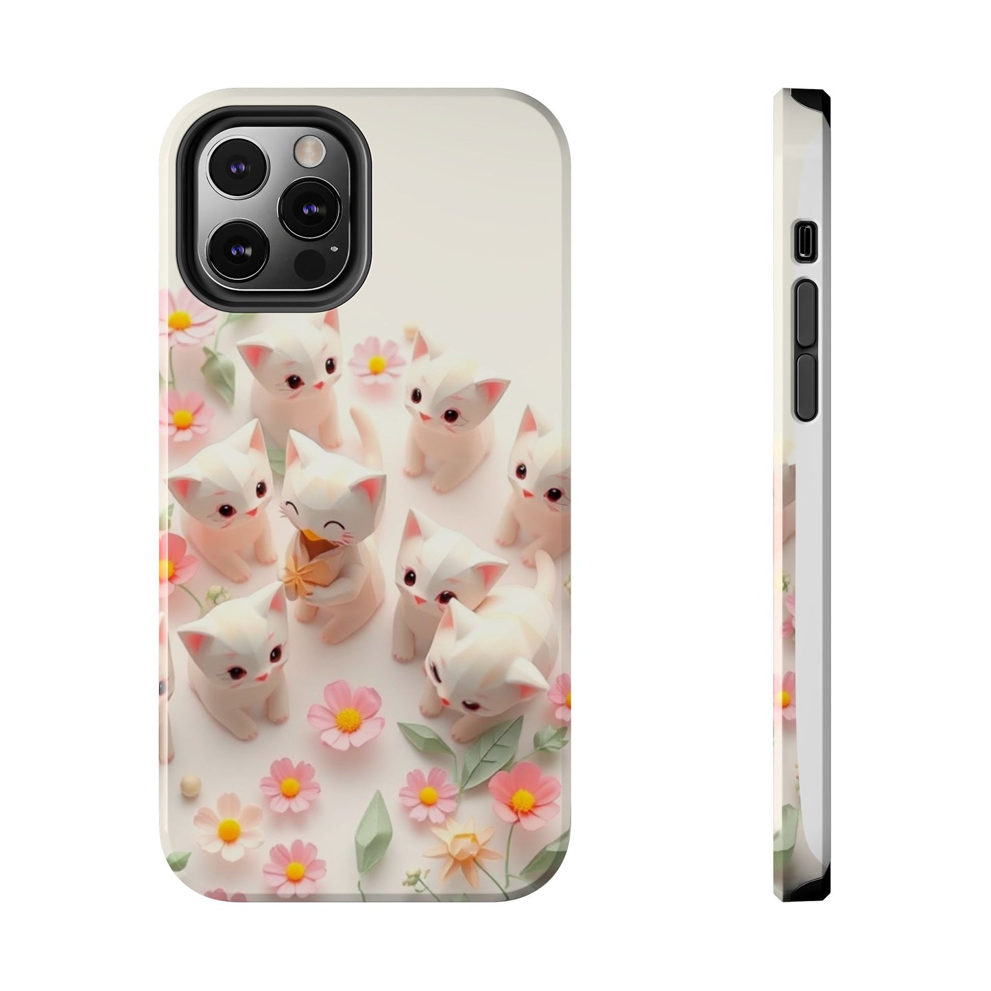 Kittens-n-Flowers Impact-Resistant Phone Case