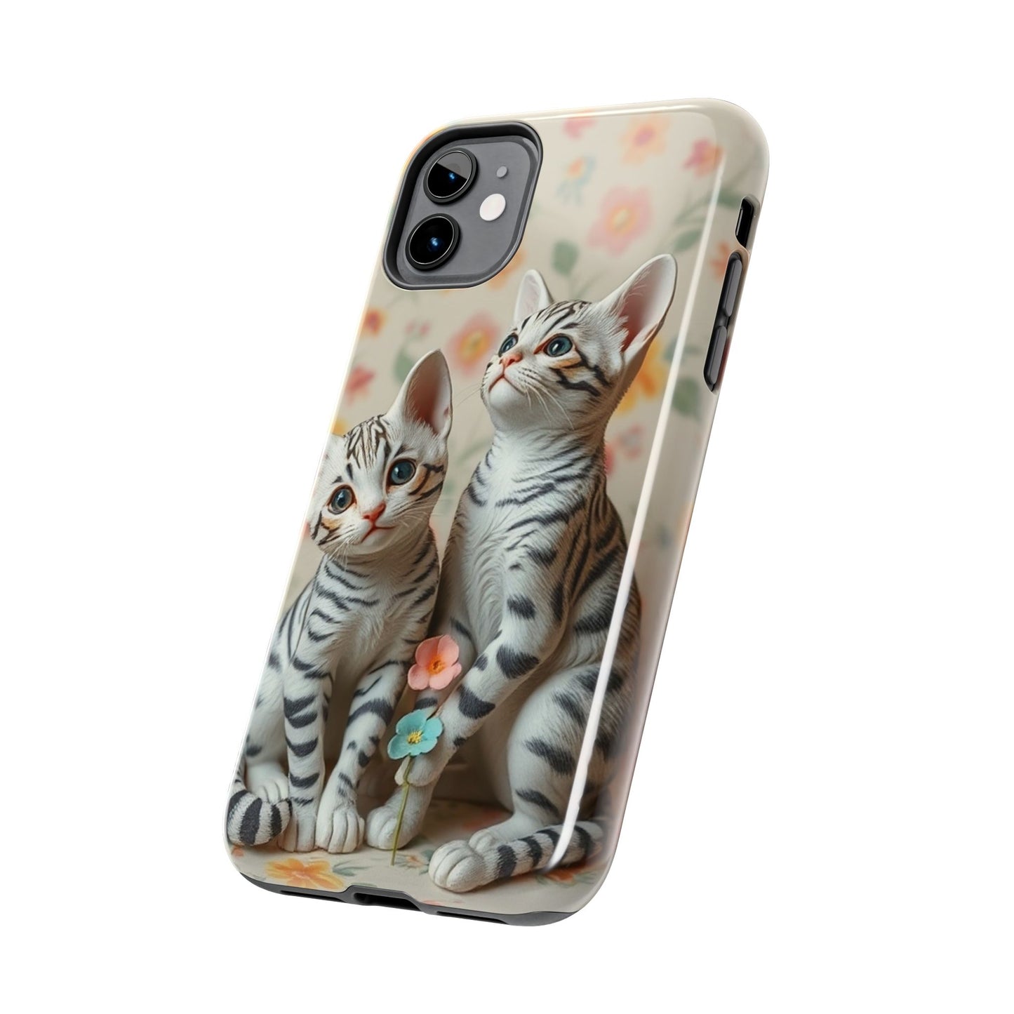 Kittens-n-Flowers Impact-Resistant Phone Case