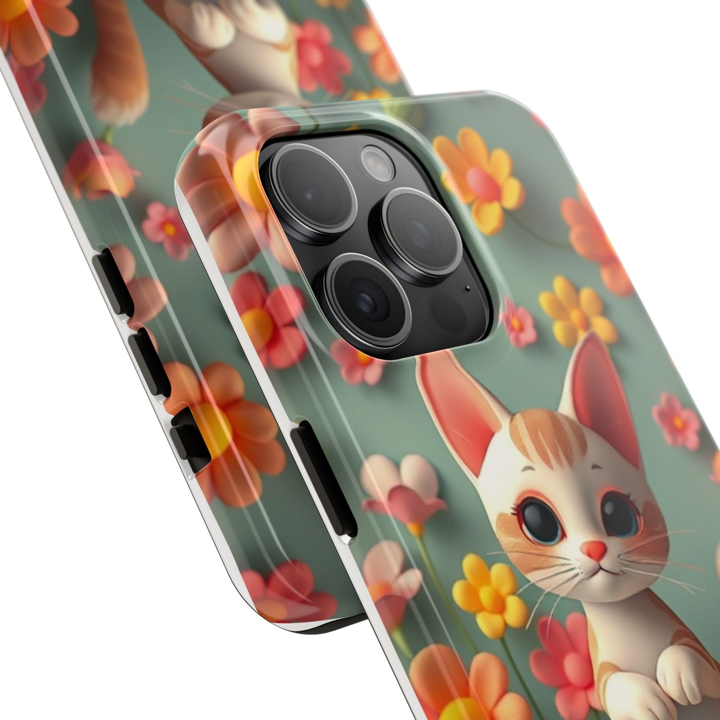 Kittens-n-Flowers Impact-Resistant Phone Case