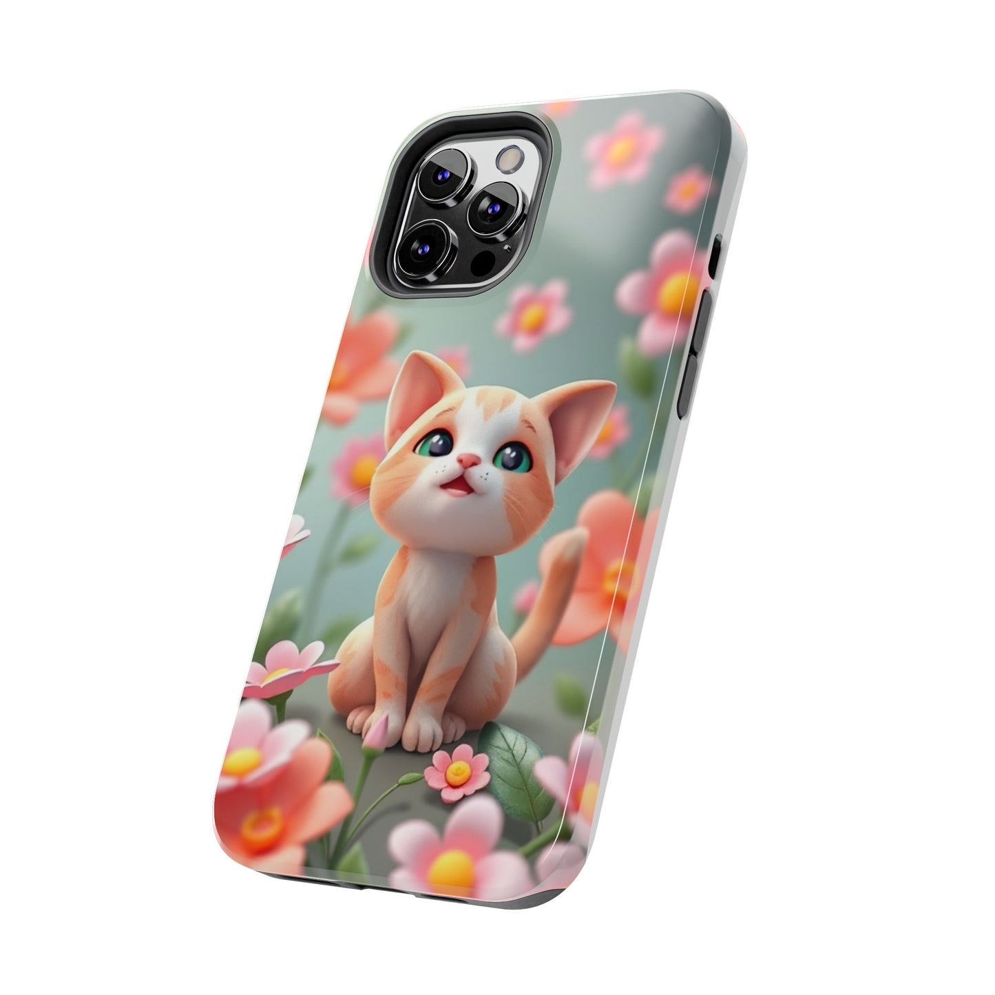 Kittens-n-Flowers Impact-Resistant Phone Case