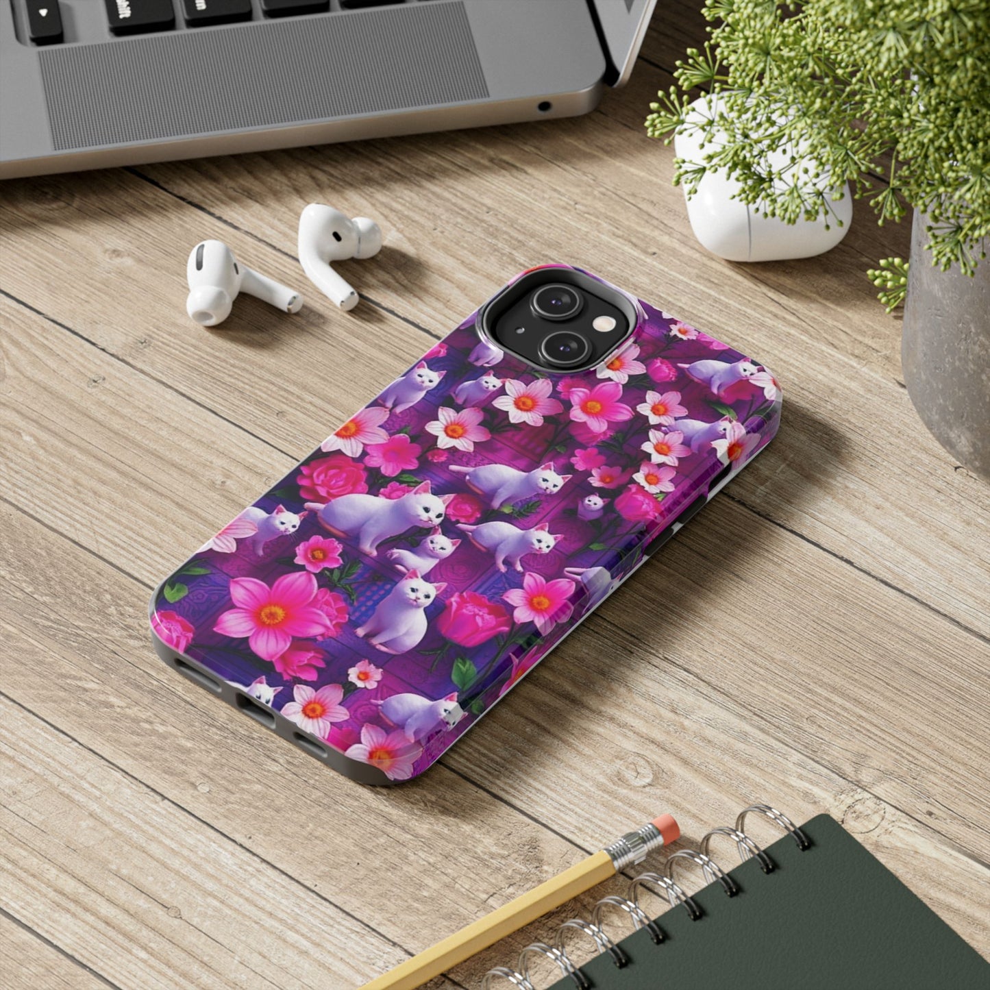 Kittens-n-Flowers Impact-Resistant Phone Case