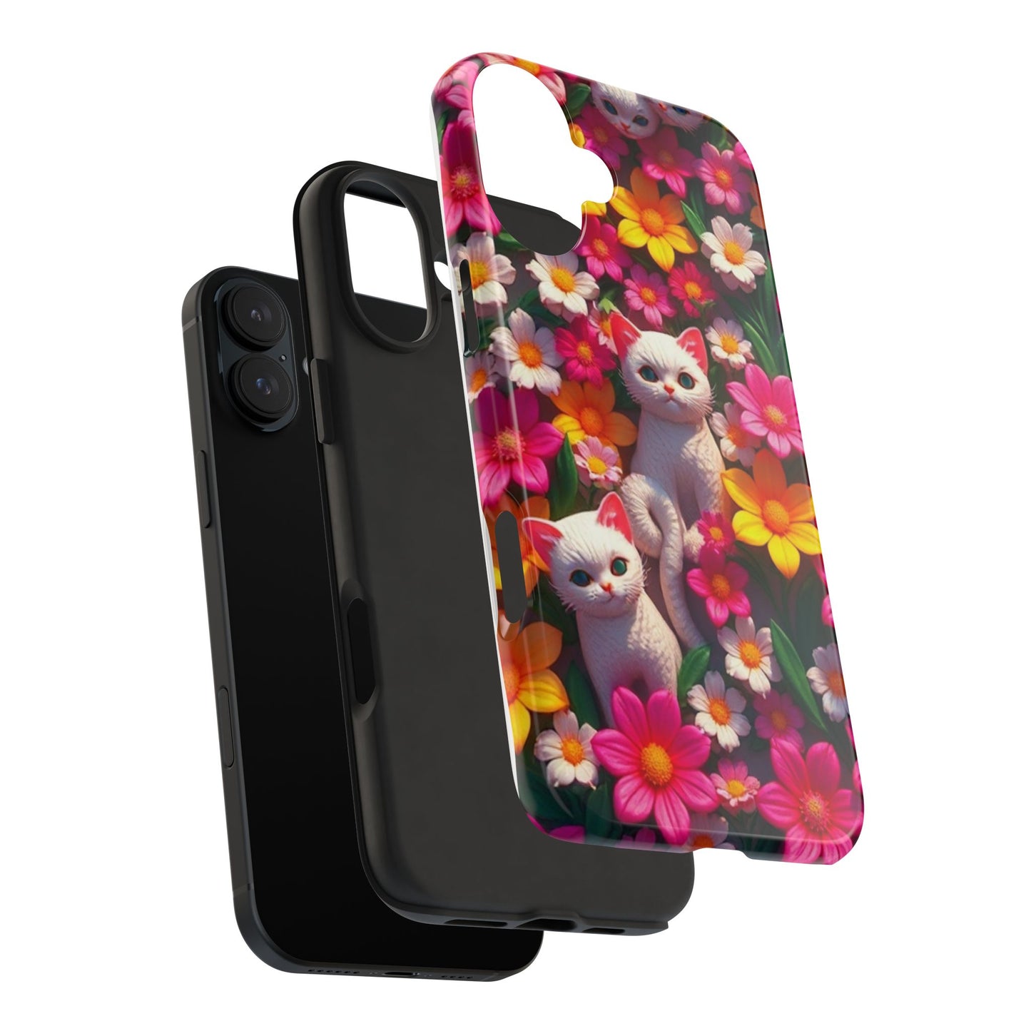 Kittens-n-Flowers Impact-Resistant Phone Case