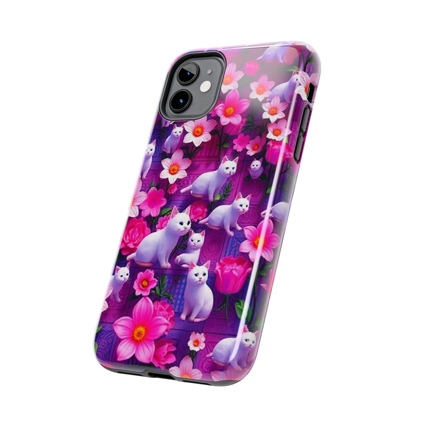 Kittens-n-Flowers Impact-Resistant Phone Case