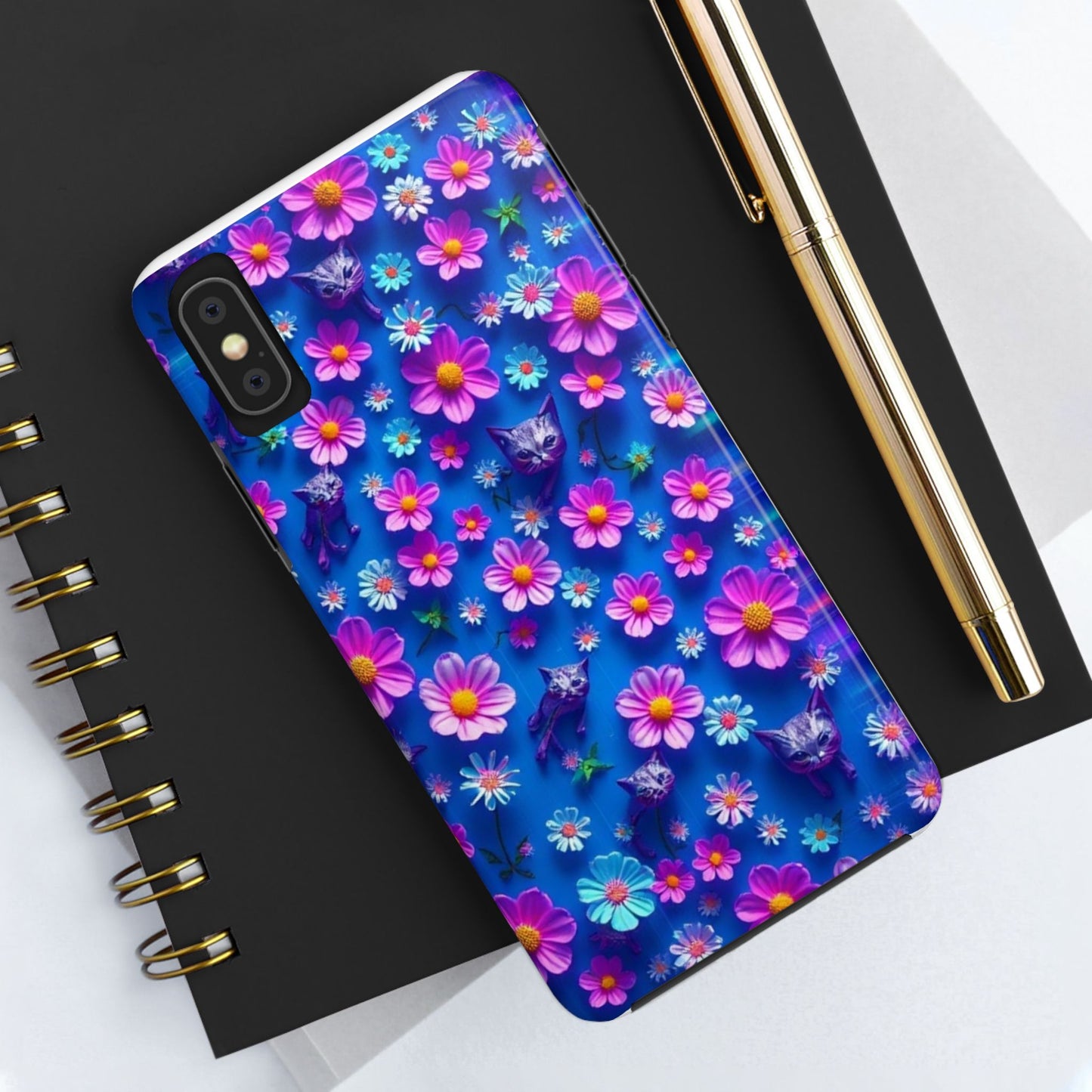 Kittens-n-Flowers Impact-Resistant Phone Case