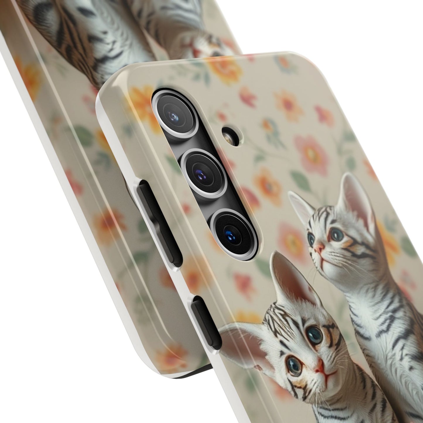 Kittens-n-Flowers Impact-Resistant Phone Case