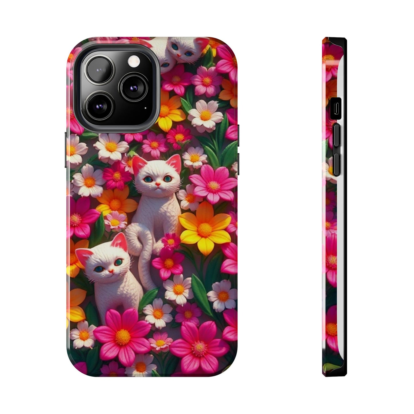 Kittens-n-Flowers Impact-Resistant Phone Case