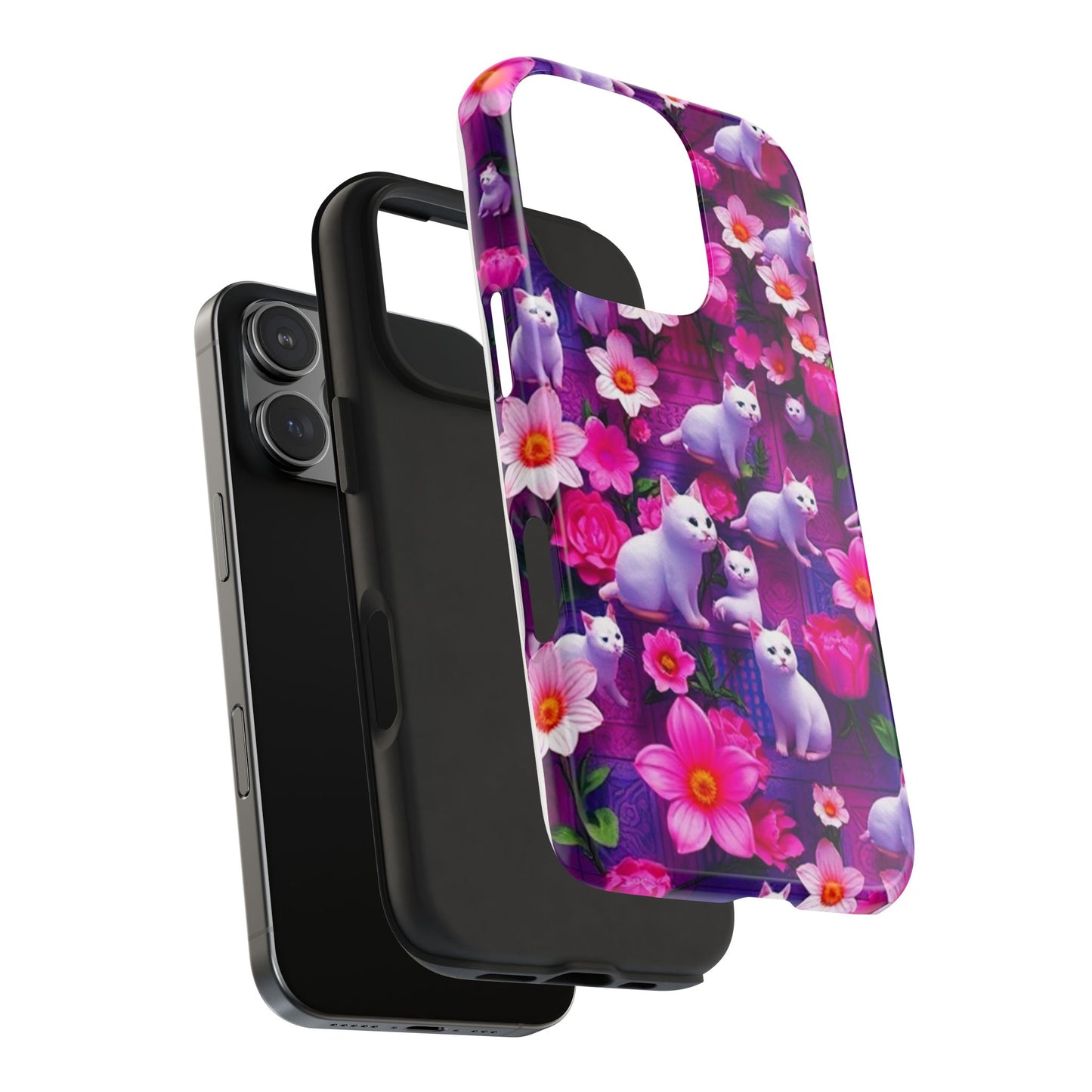 Kittens-n-Flowers Impact-Resistant Phone Case