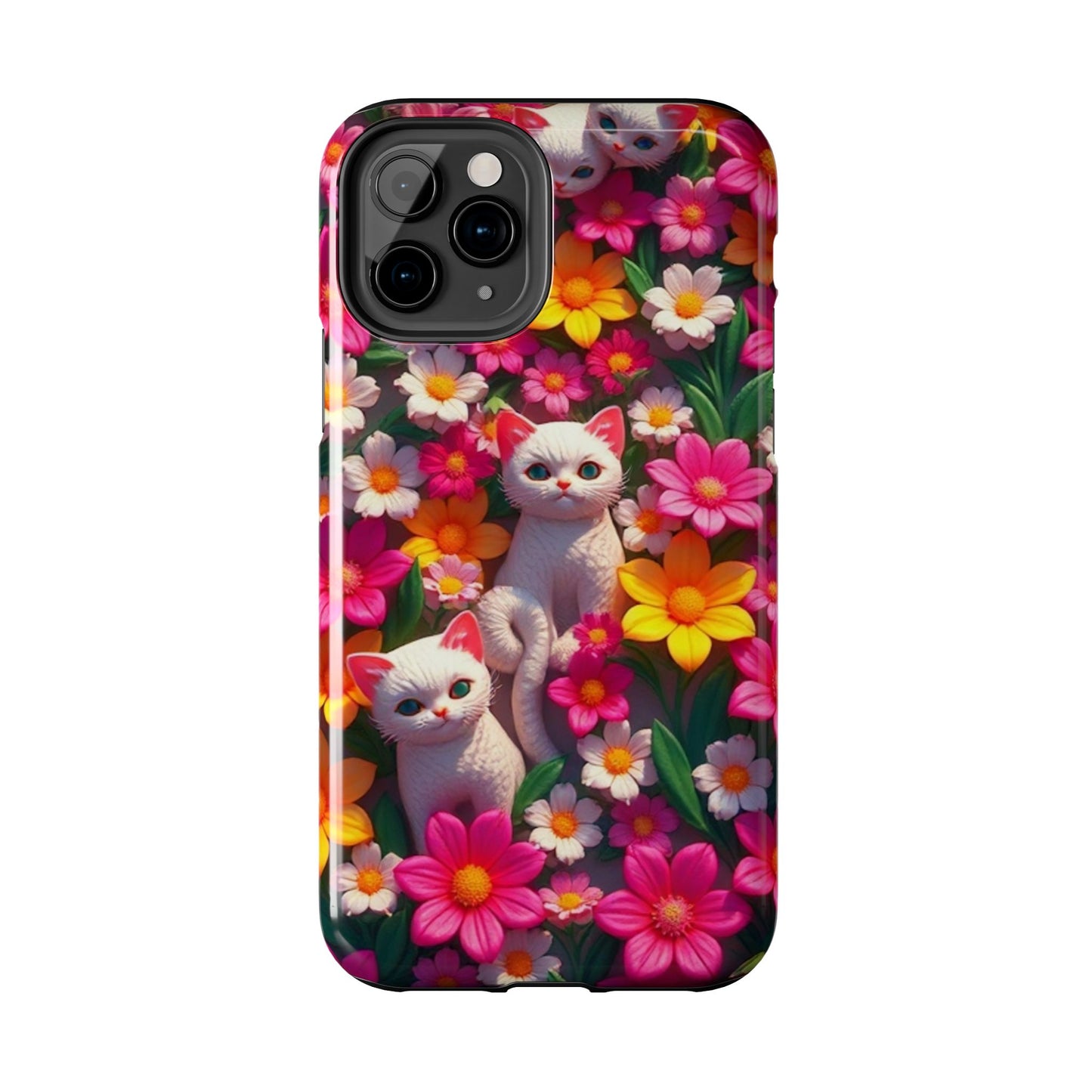 Kittens-n-Flowers Impact-Resistant Phone Case