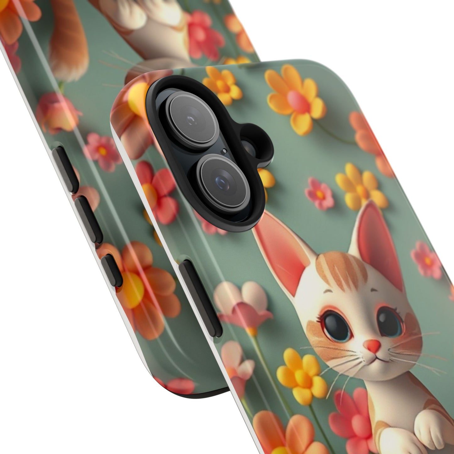 Kittens-n-Flowers Impact-Resistant Phone Case