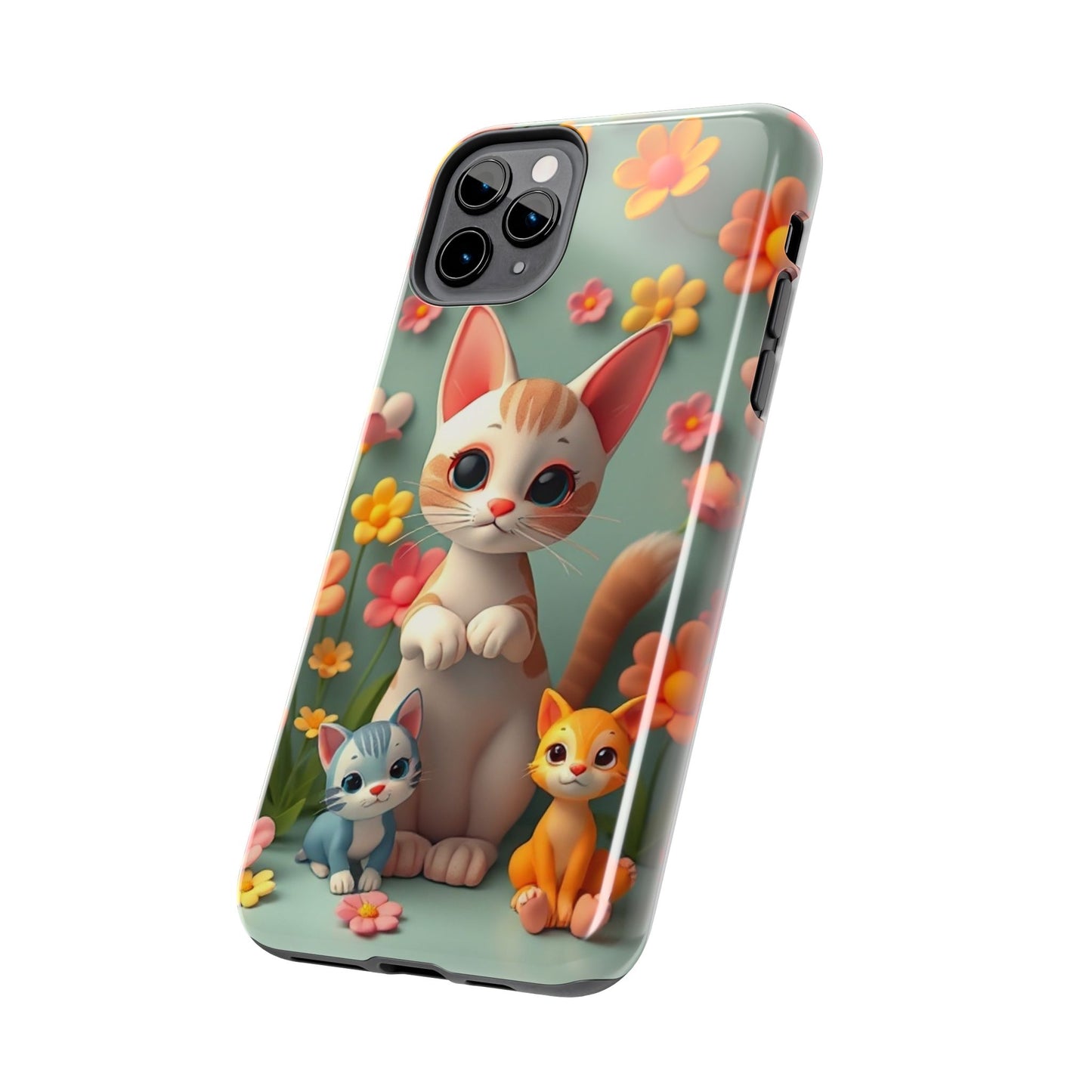 Kittens-n-Flowers Impact-Resistant Phone Case