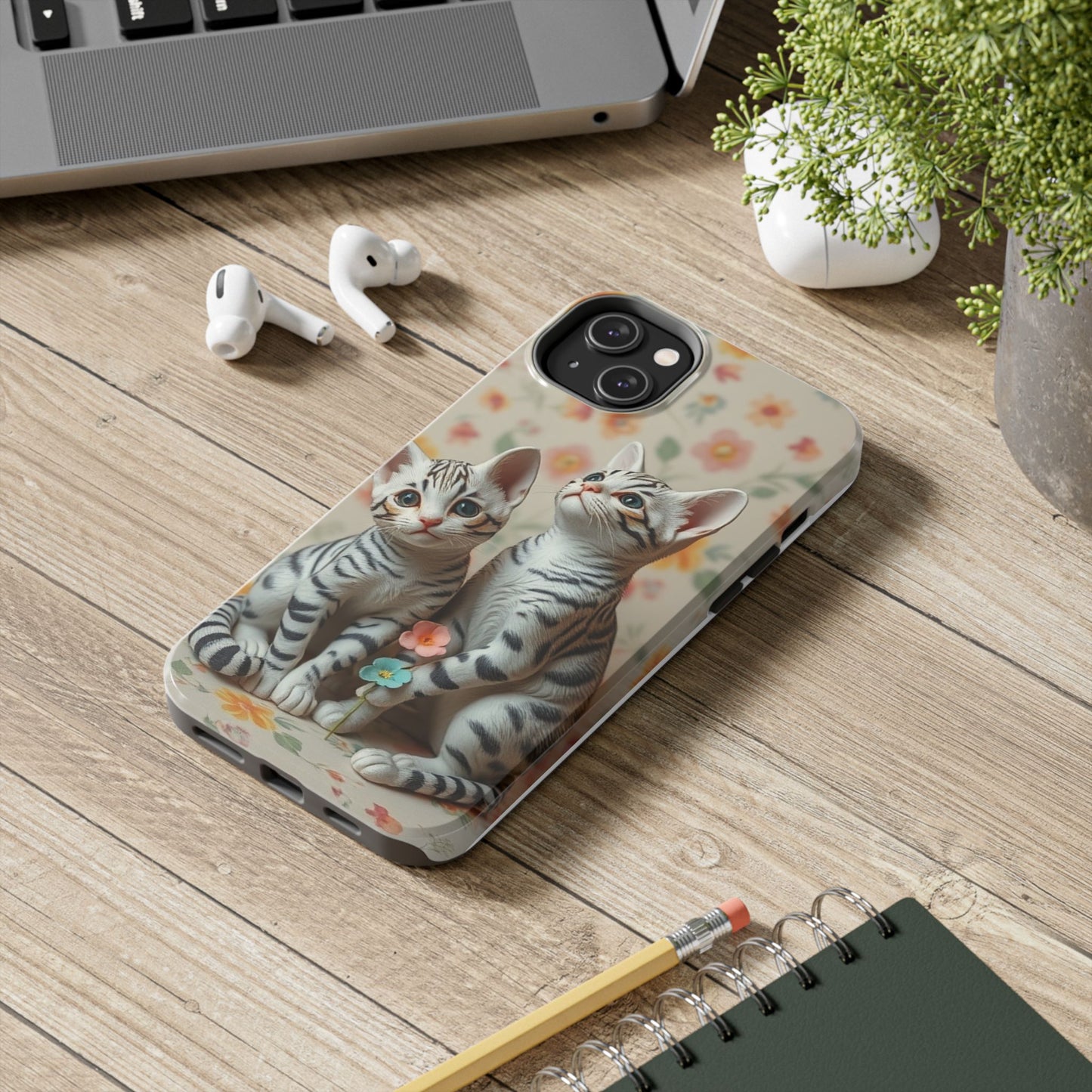 Kittens-n-Flowers Impact-Resistant Phone Case