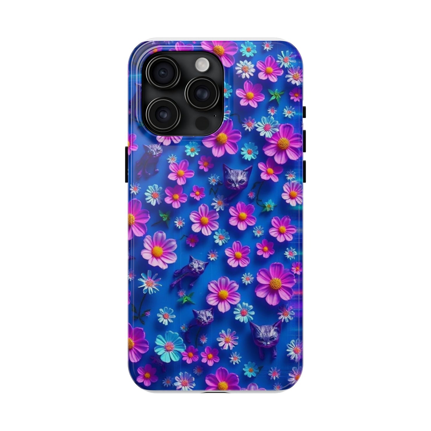 Kittens-n-Flowers Impact-Resistant Phone Case