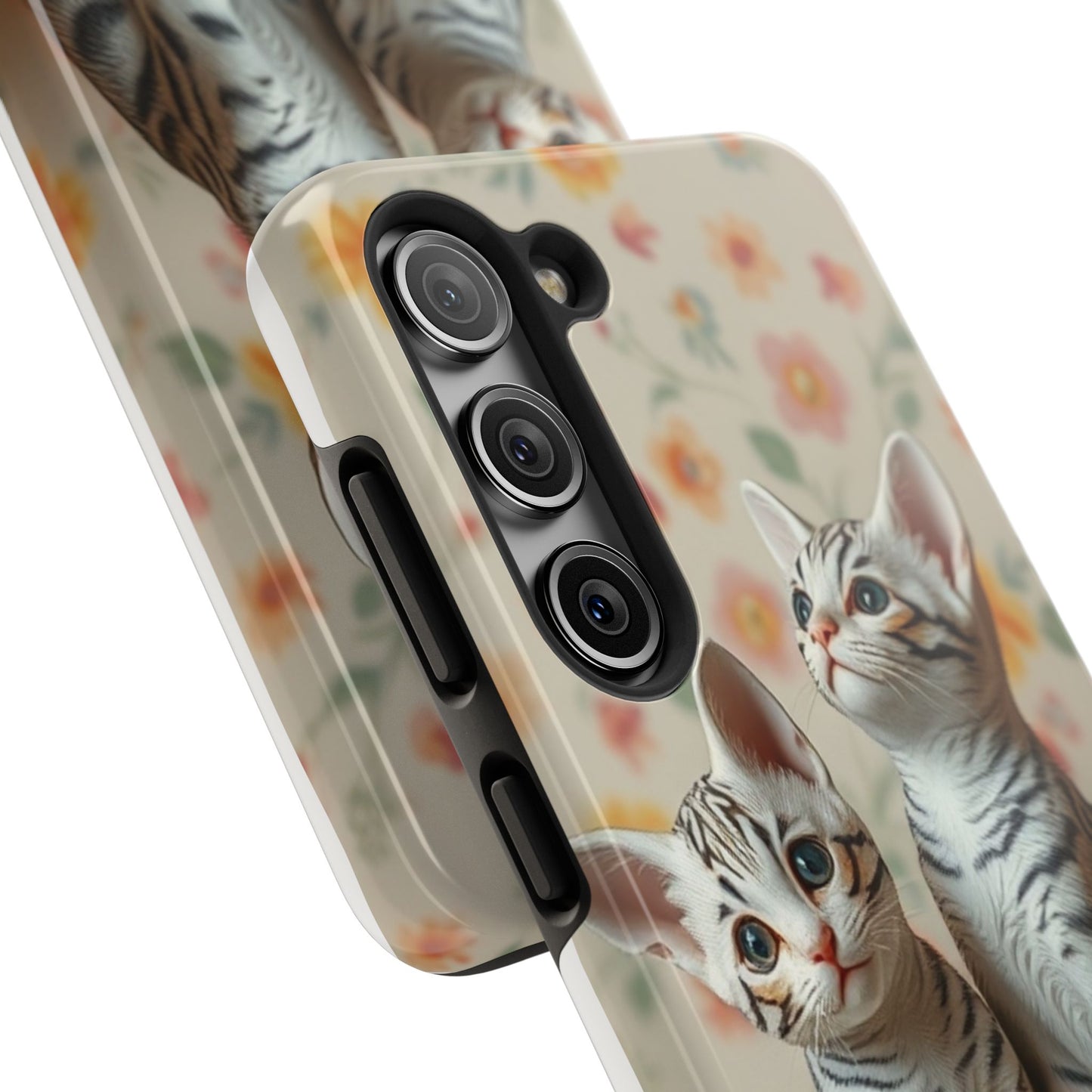 Kittens-n-Flowers Impact-Resistant Phone Case