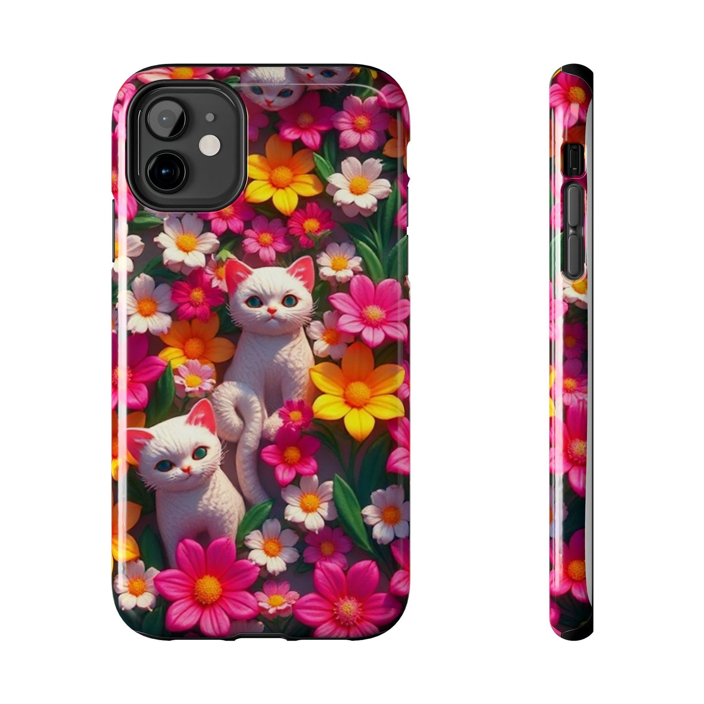 Kittens-n-Flowers Impact-Resistant Phone Case