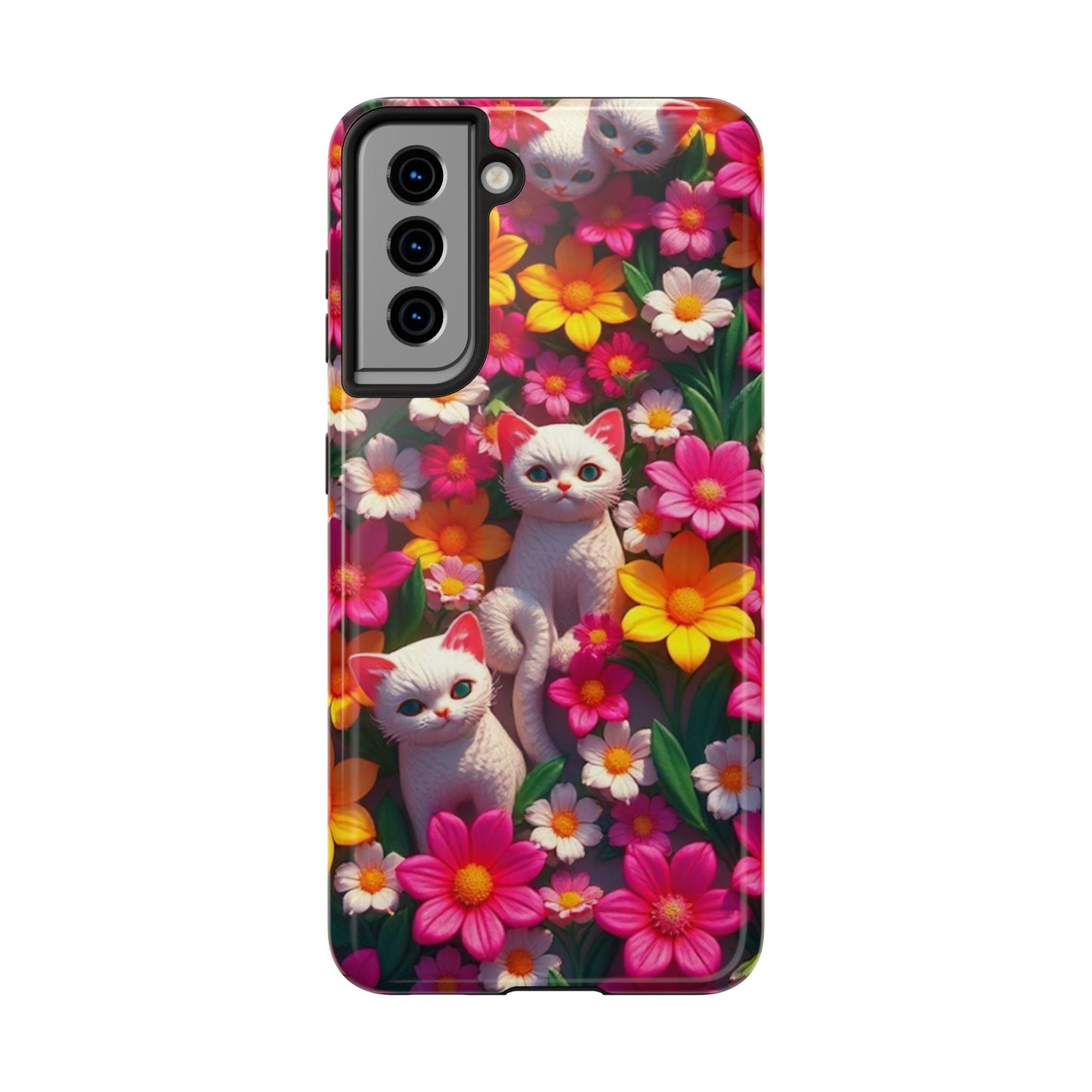 Kittens-n-Flowers Impact-Resistant Phone Case