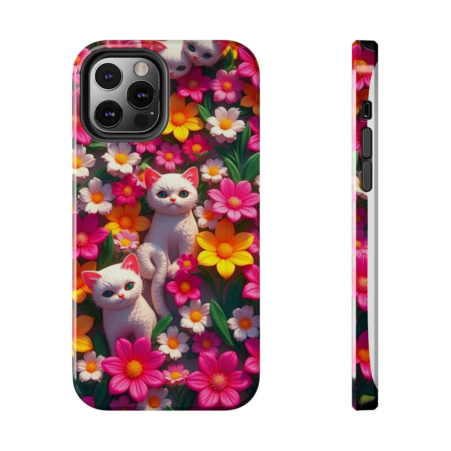 Kittens-n-Flowers Impact-Resistant Phone Case