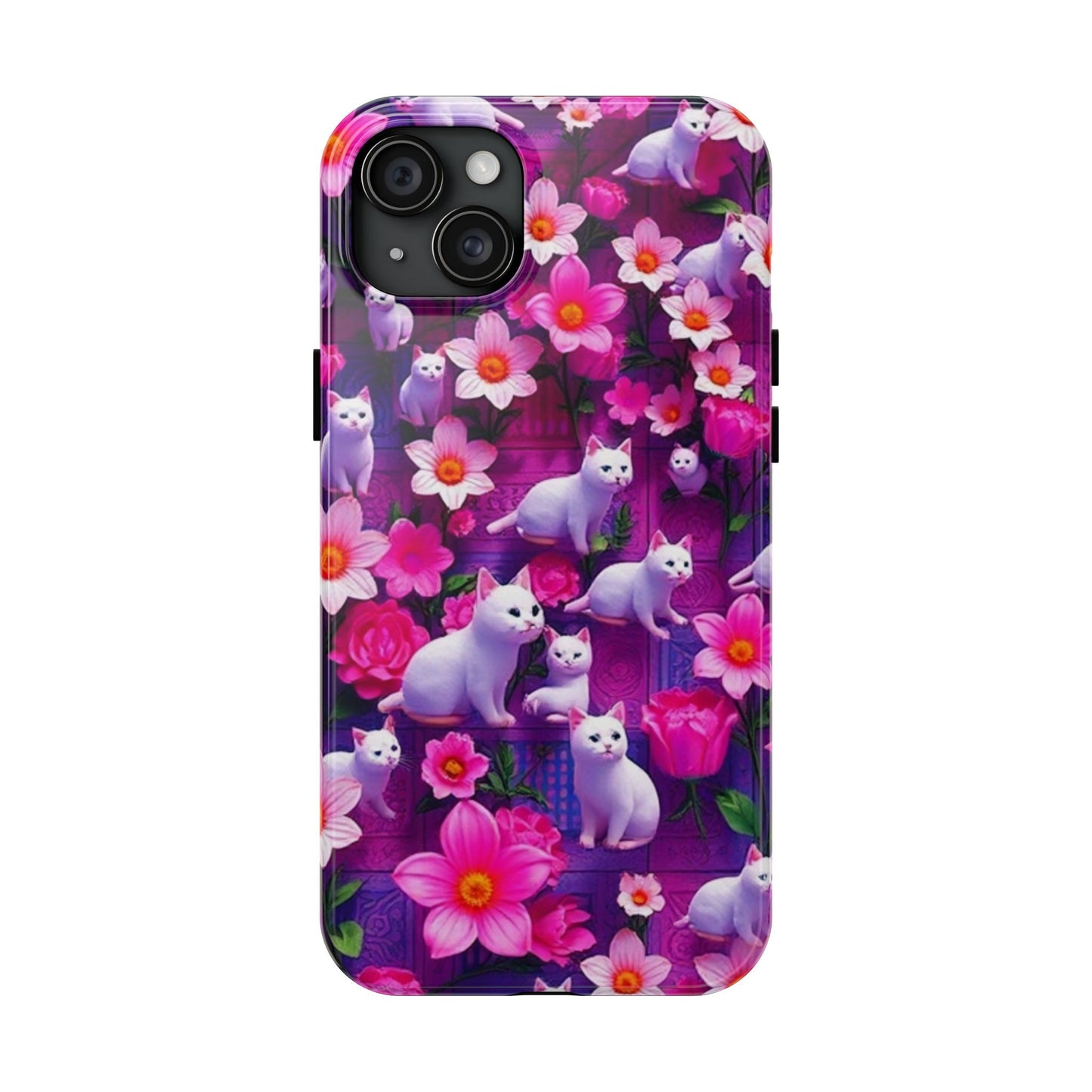 Kittens-n-Flowers Impact-Resistant Phone Case