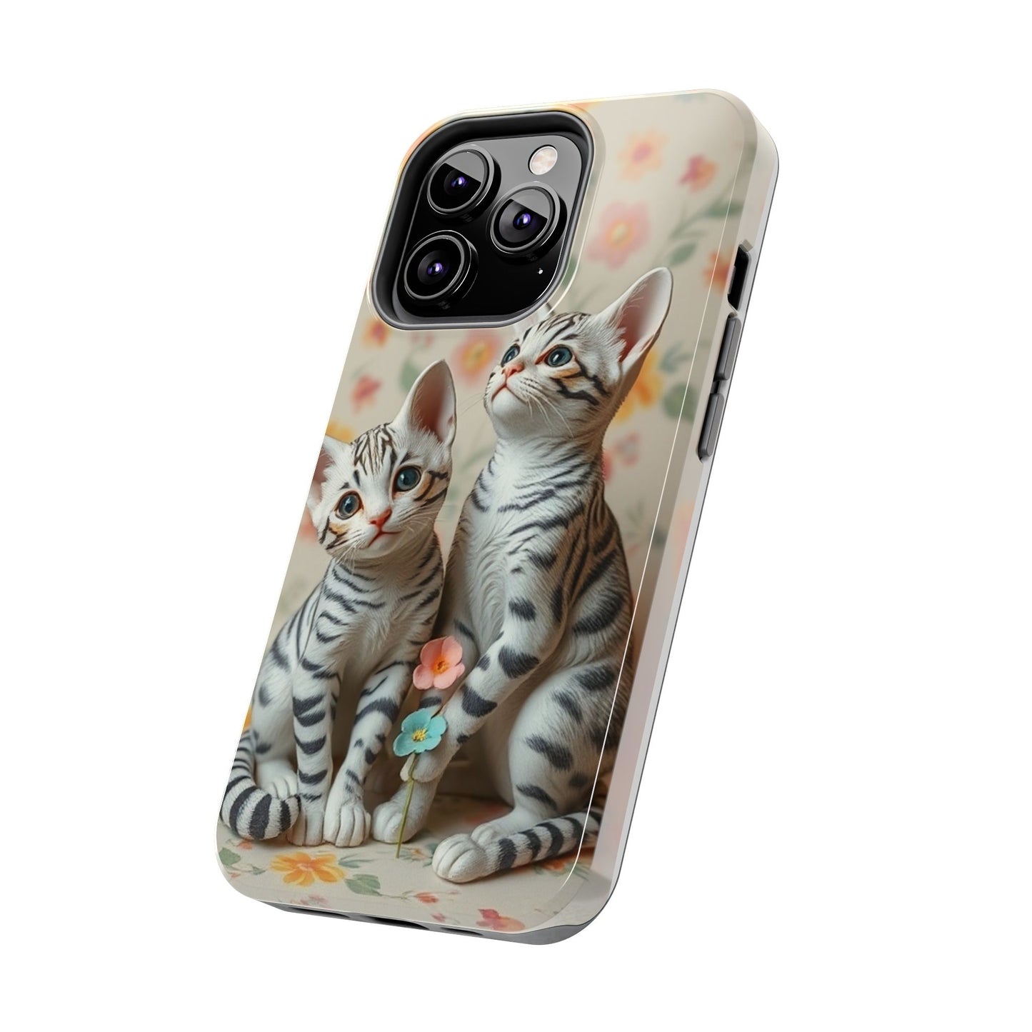 Kittens-n-Flowers Impact-Resistant Phone Case