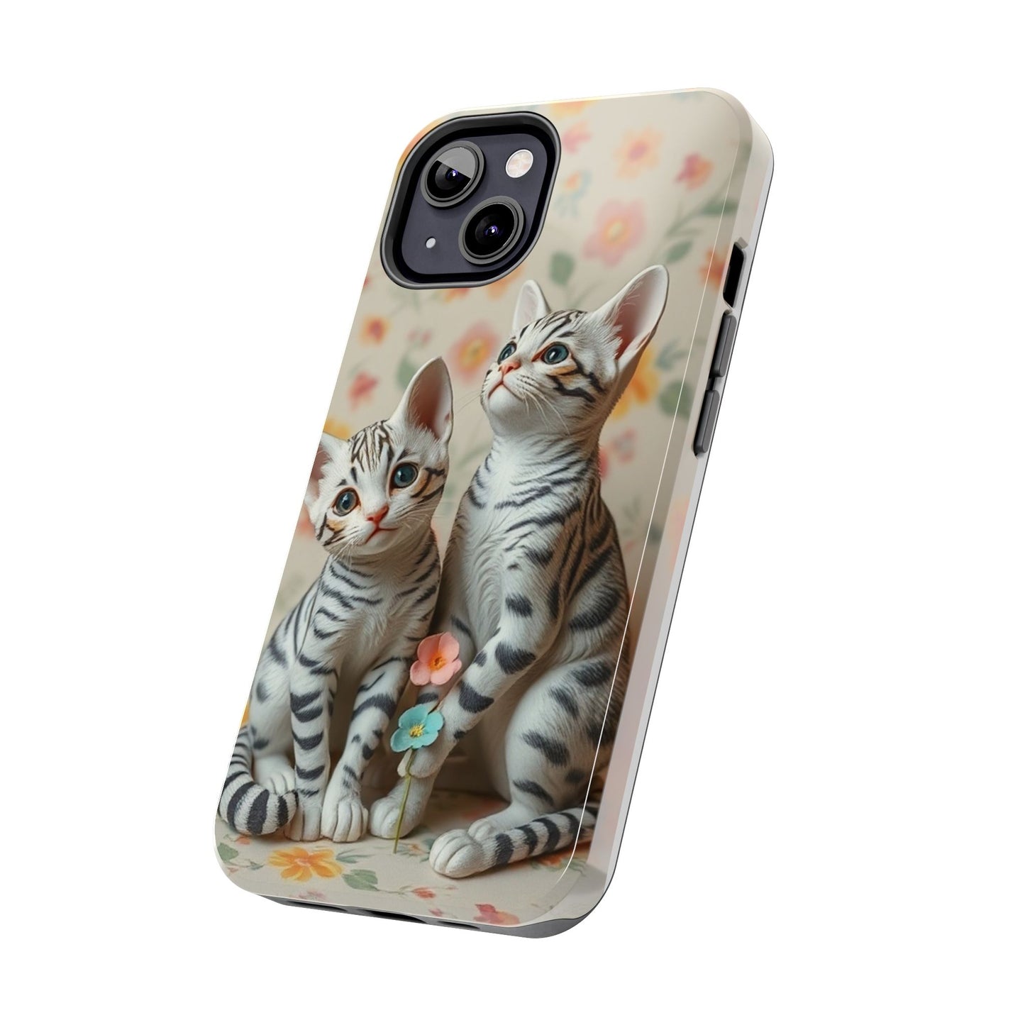 Kittens-n-Flowers Impact-Resistant Phone Case