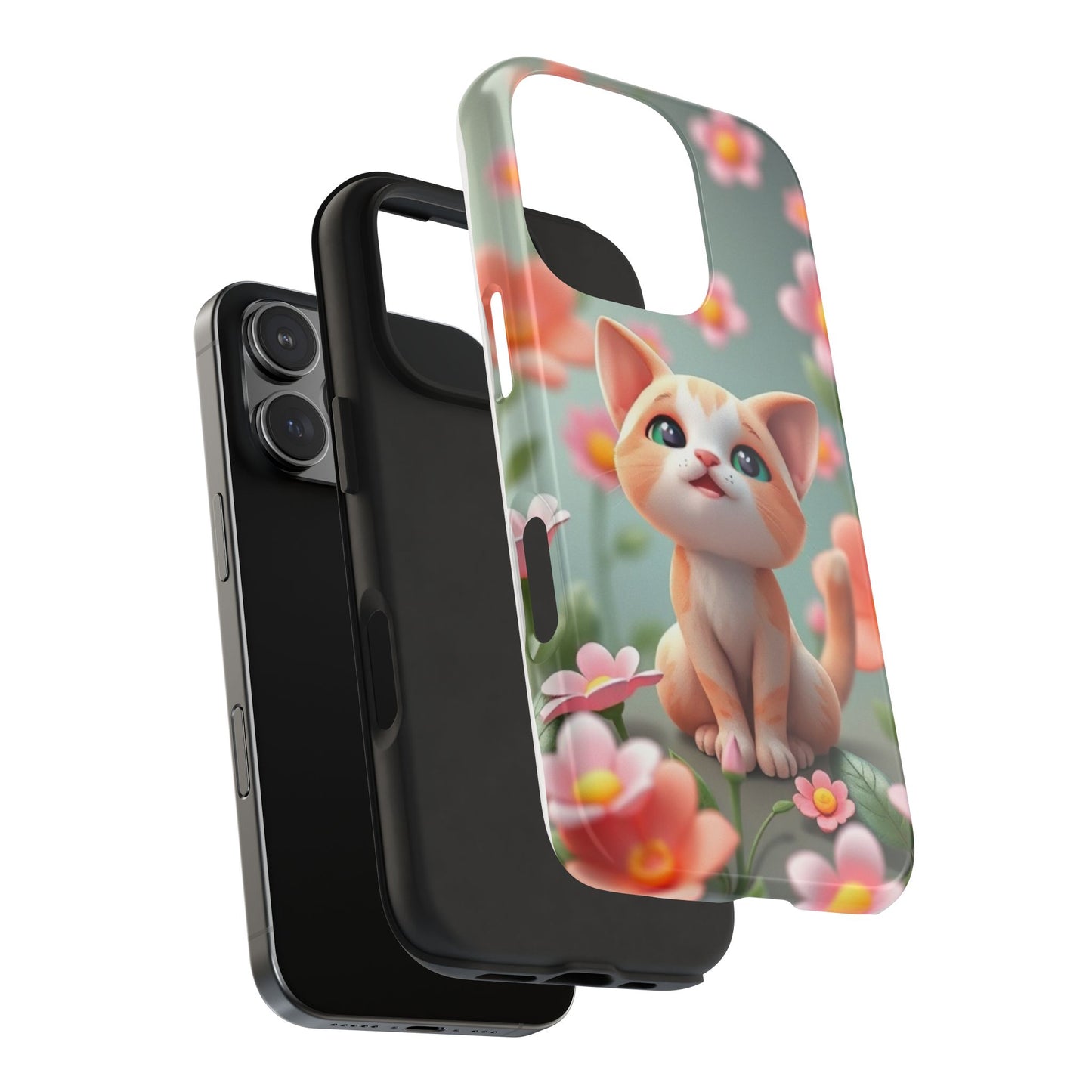 Kittens-n-Flowers Impact-Resistant Phone Case