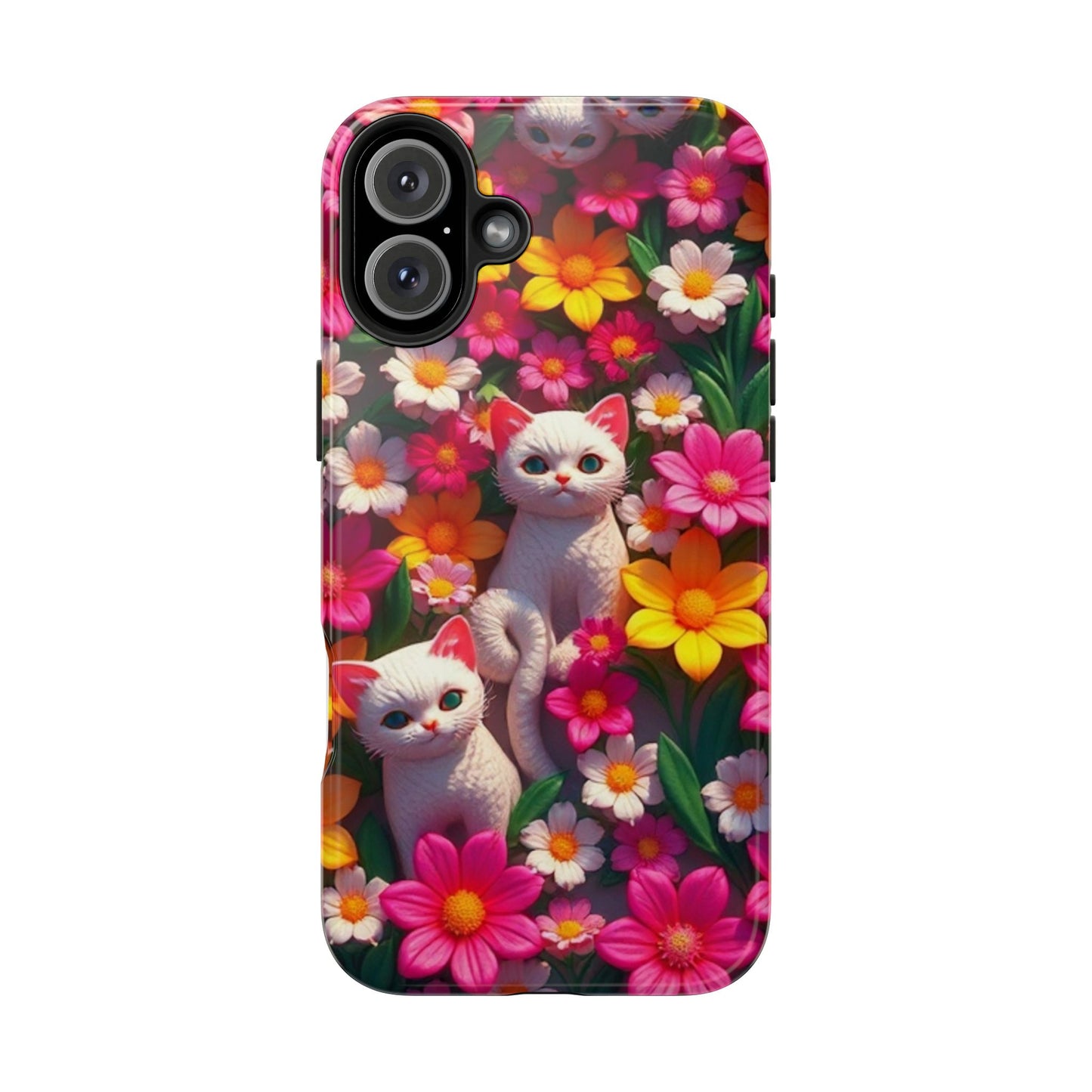 Kittens-n-Flowers Impact-Resistant Phone Case