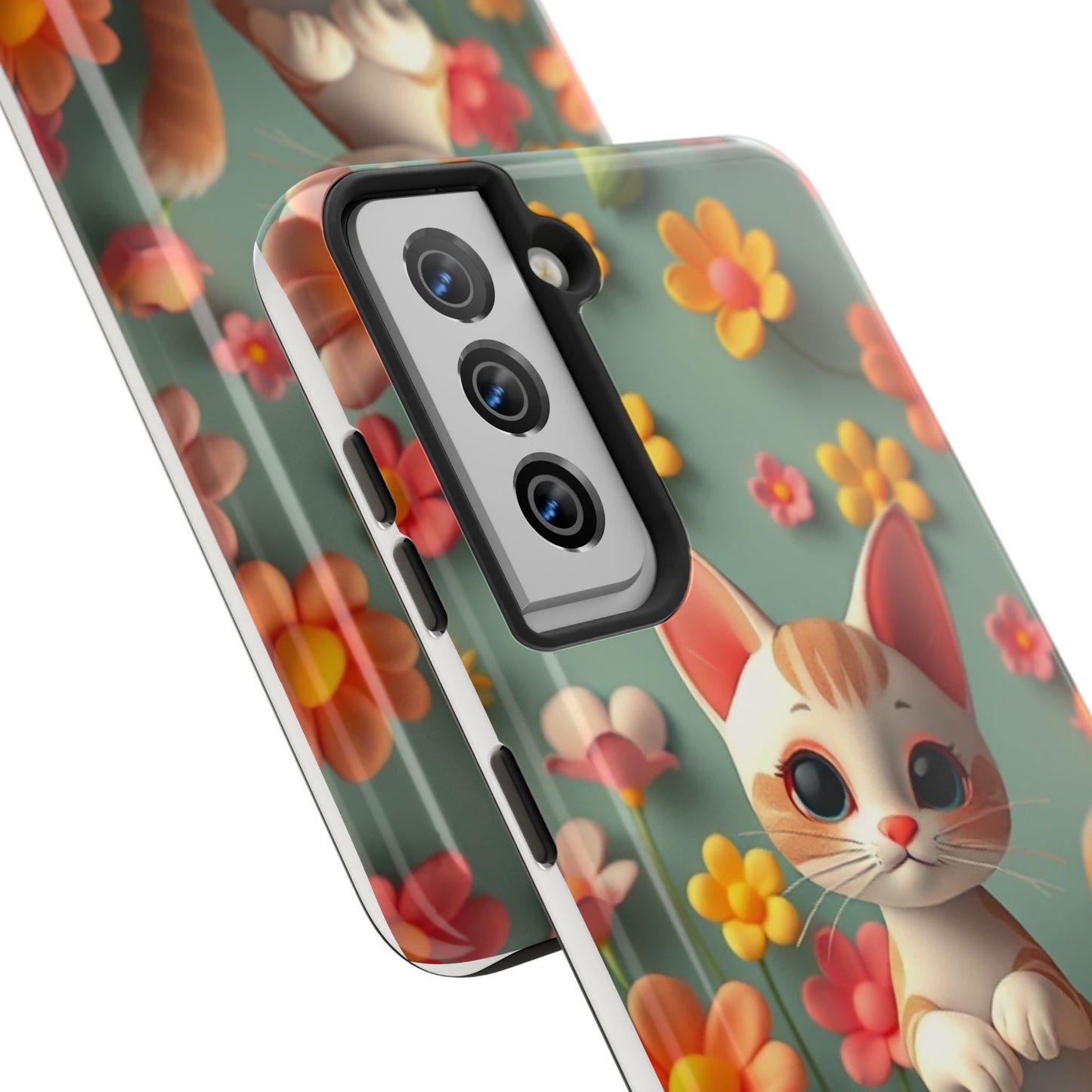 Kittens-n-Flowers Impact-Resistant Phone Case