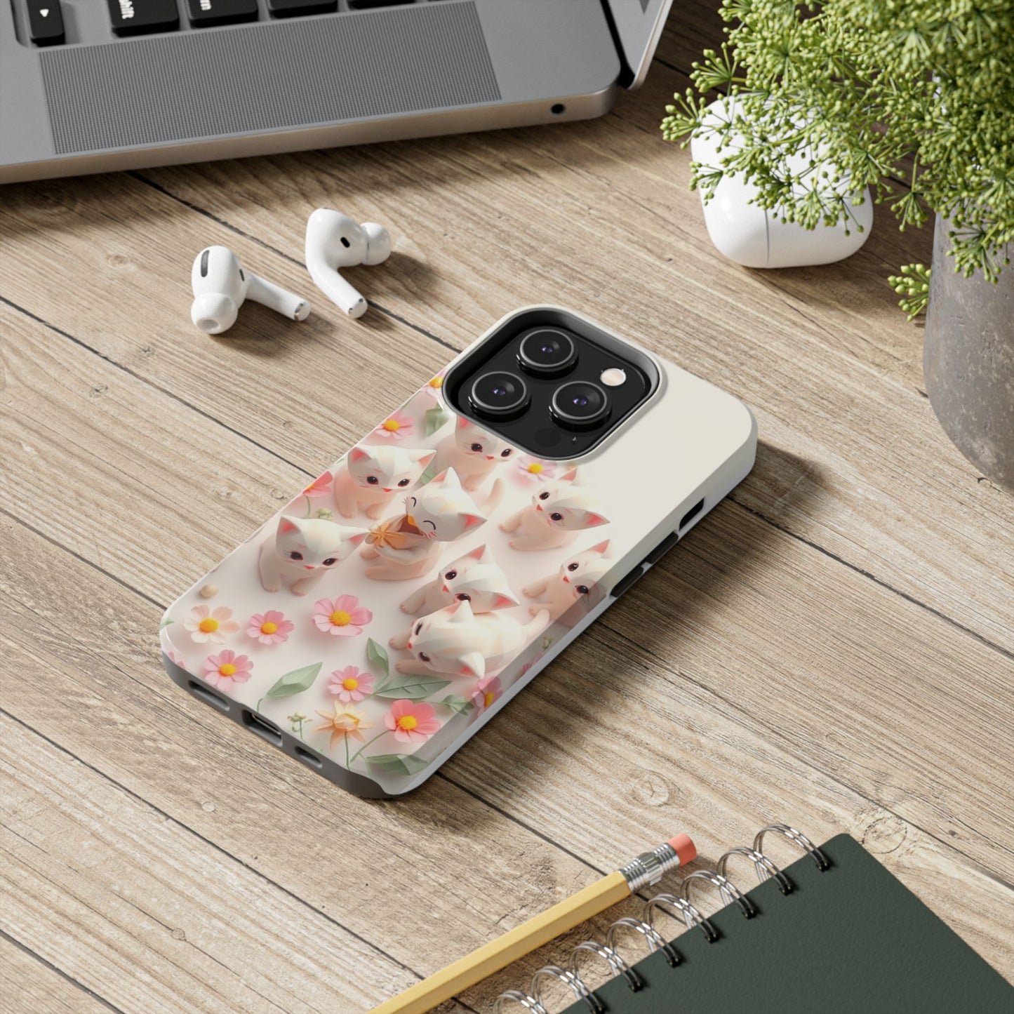 Kittens-n-Flowers Impact-Resistant Phone Case