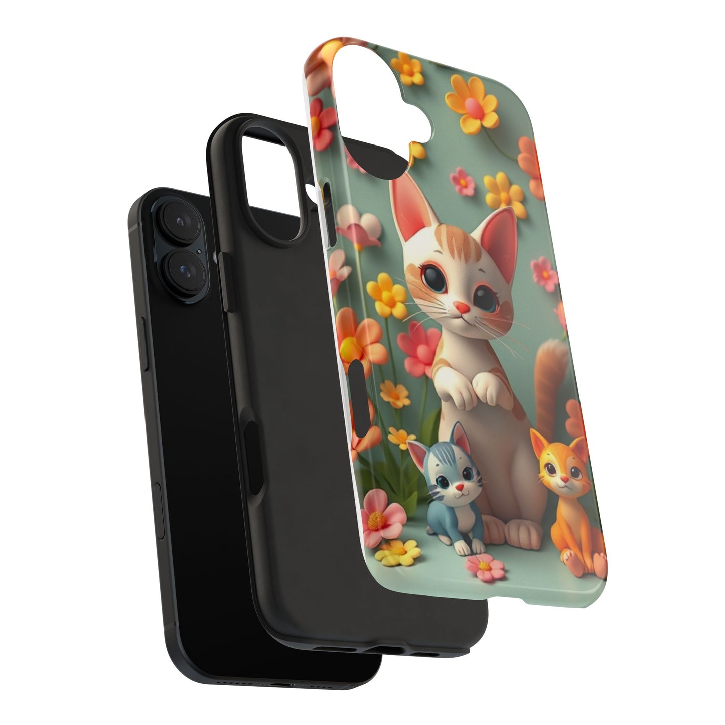 Kittens-n-Flowers Impact-Resistant Phone Case