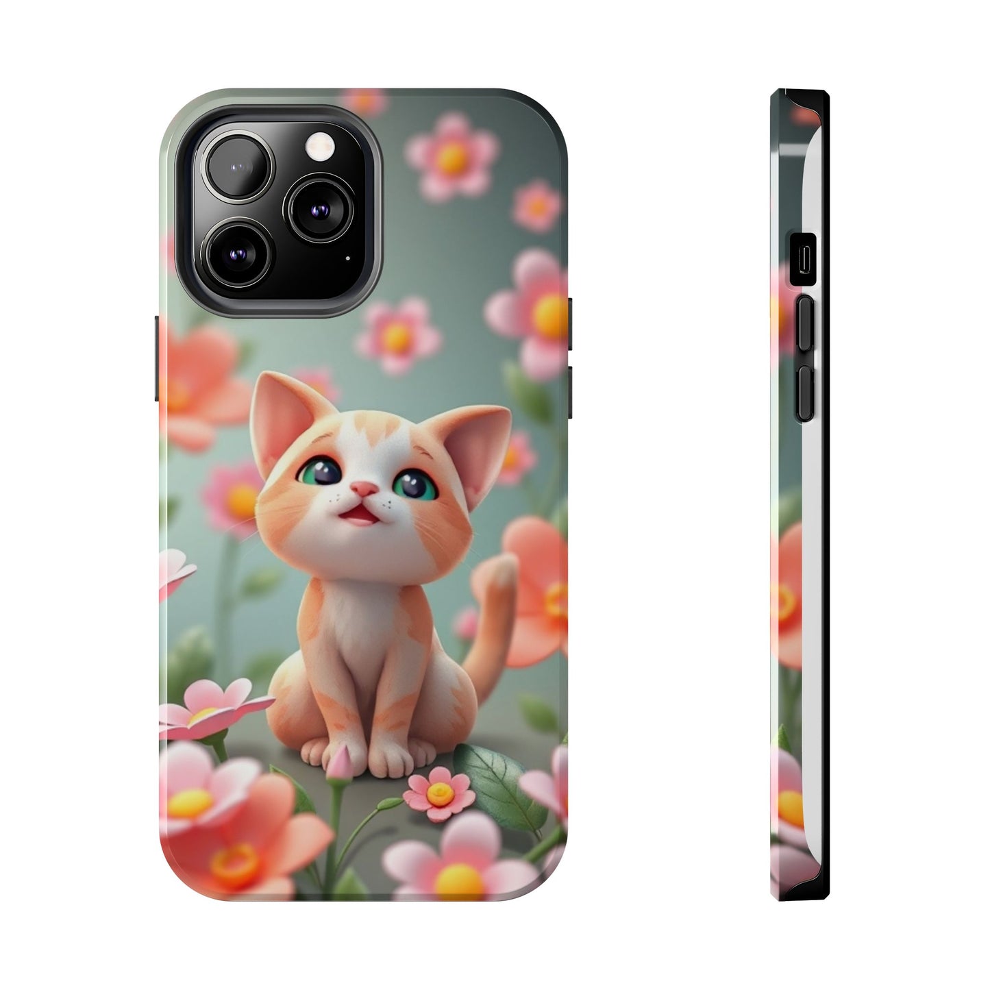 Kittens-n-Flowers Impact-Resistant Phone Case