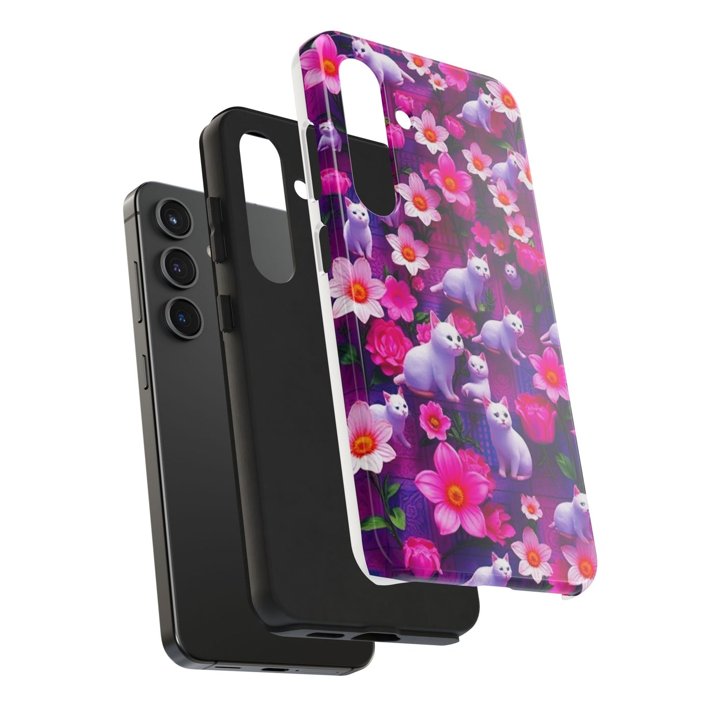 Kittens-n-Flowers Impact-Resistant Phone Case