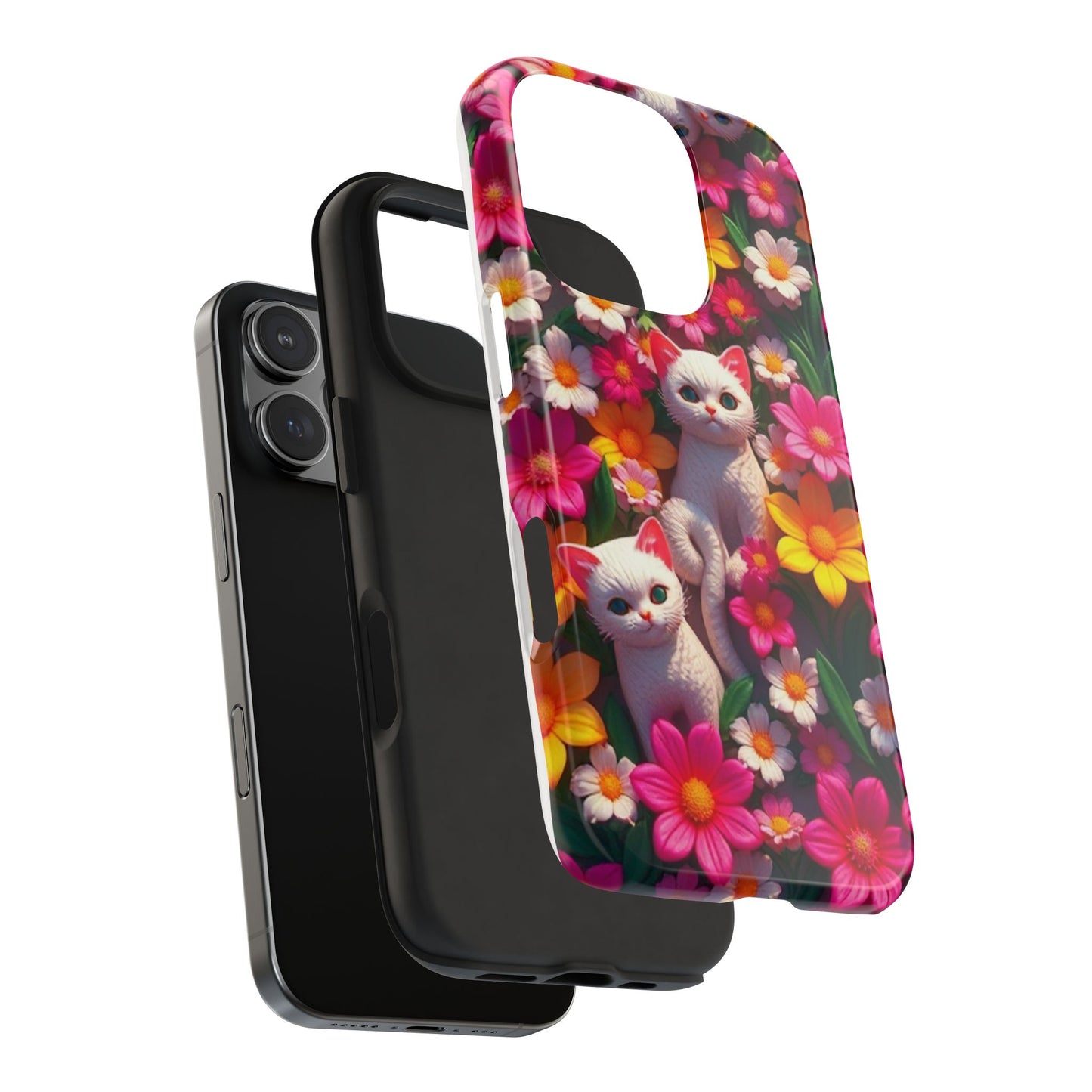 Kittens-n-Flowers Impact-Resistant Phone Case