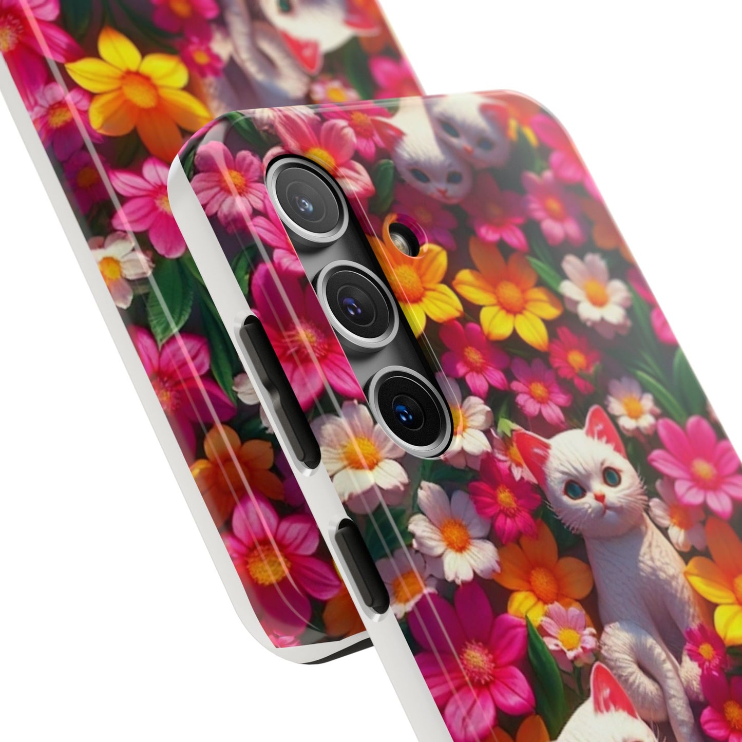 Kittens-n-Flowers Impact-Resistant Phone Case