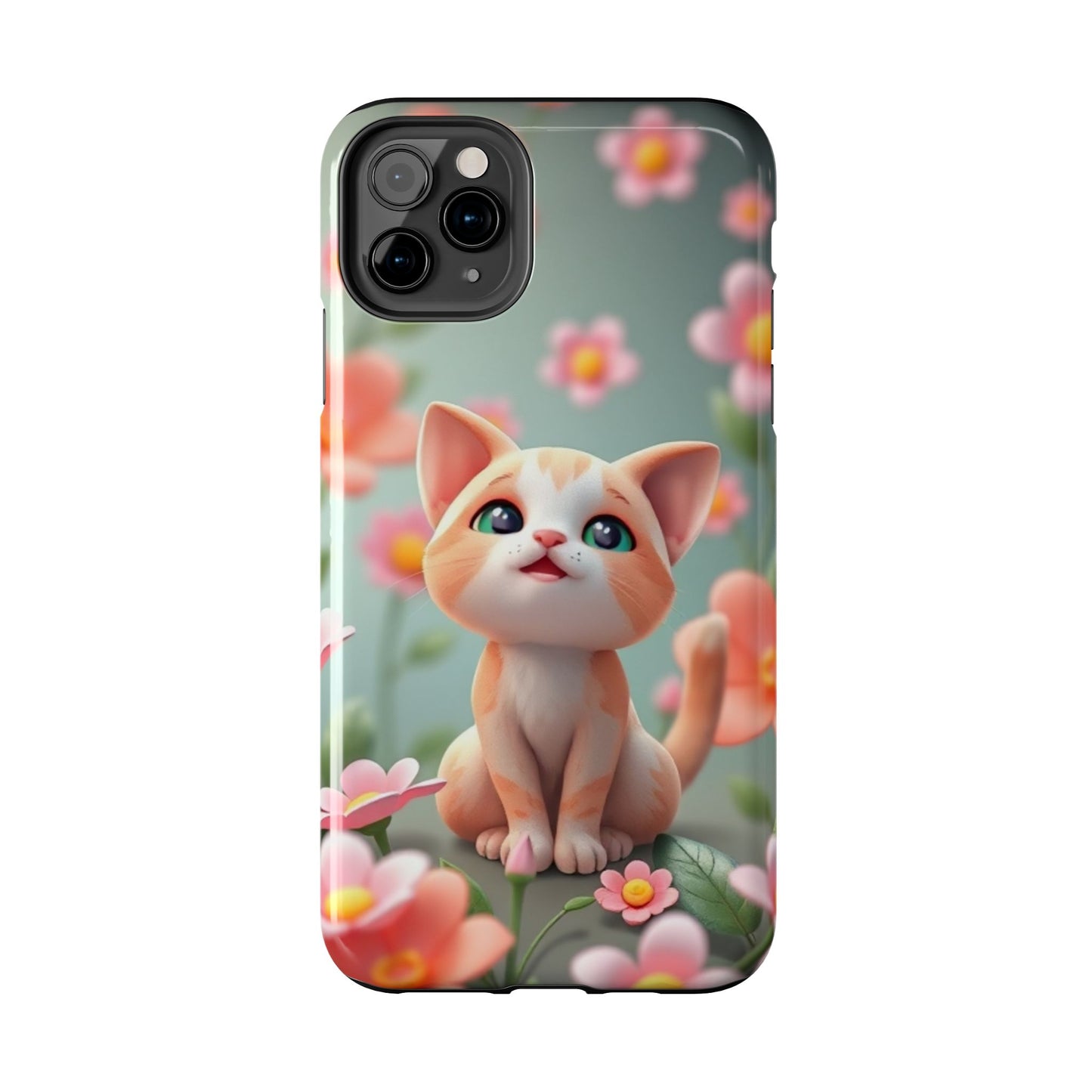 Kittens-n-Flowers Impact-Resistant Phone Case