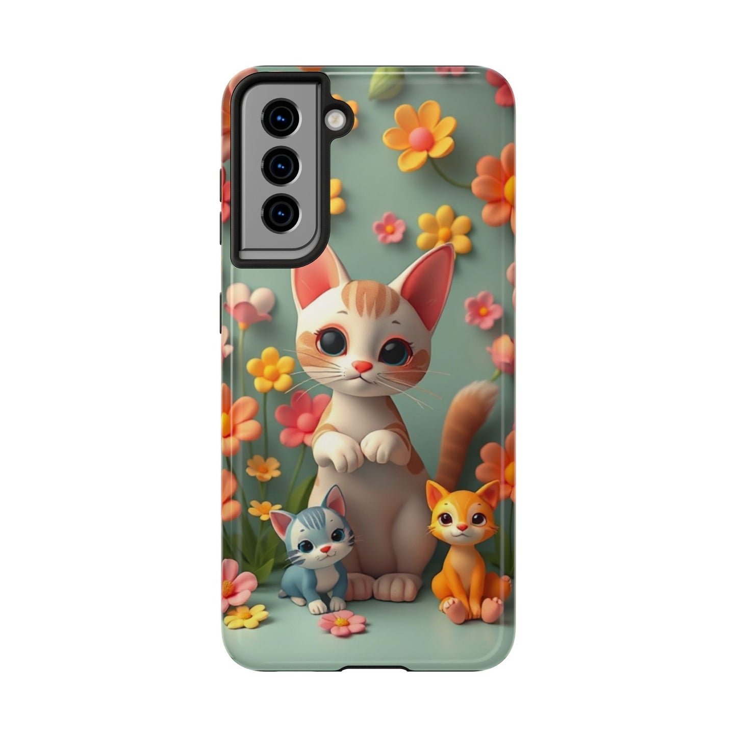 Kittens-n-Flowers Impact-Resistant Phone Case