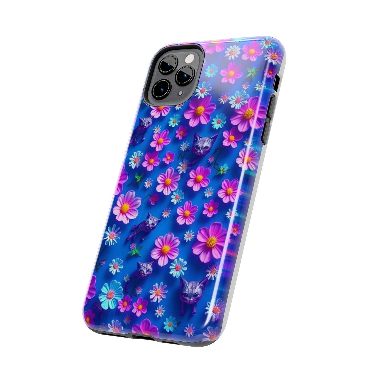 Kittens-n-Flowers Impact-Resistant Phone Case