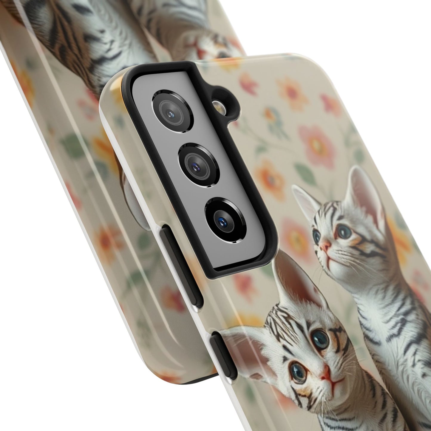 Kittens-n-Flowers Impact-Resistant Phone Case