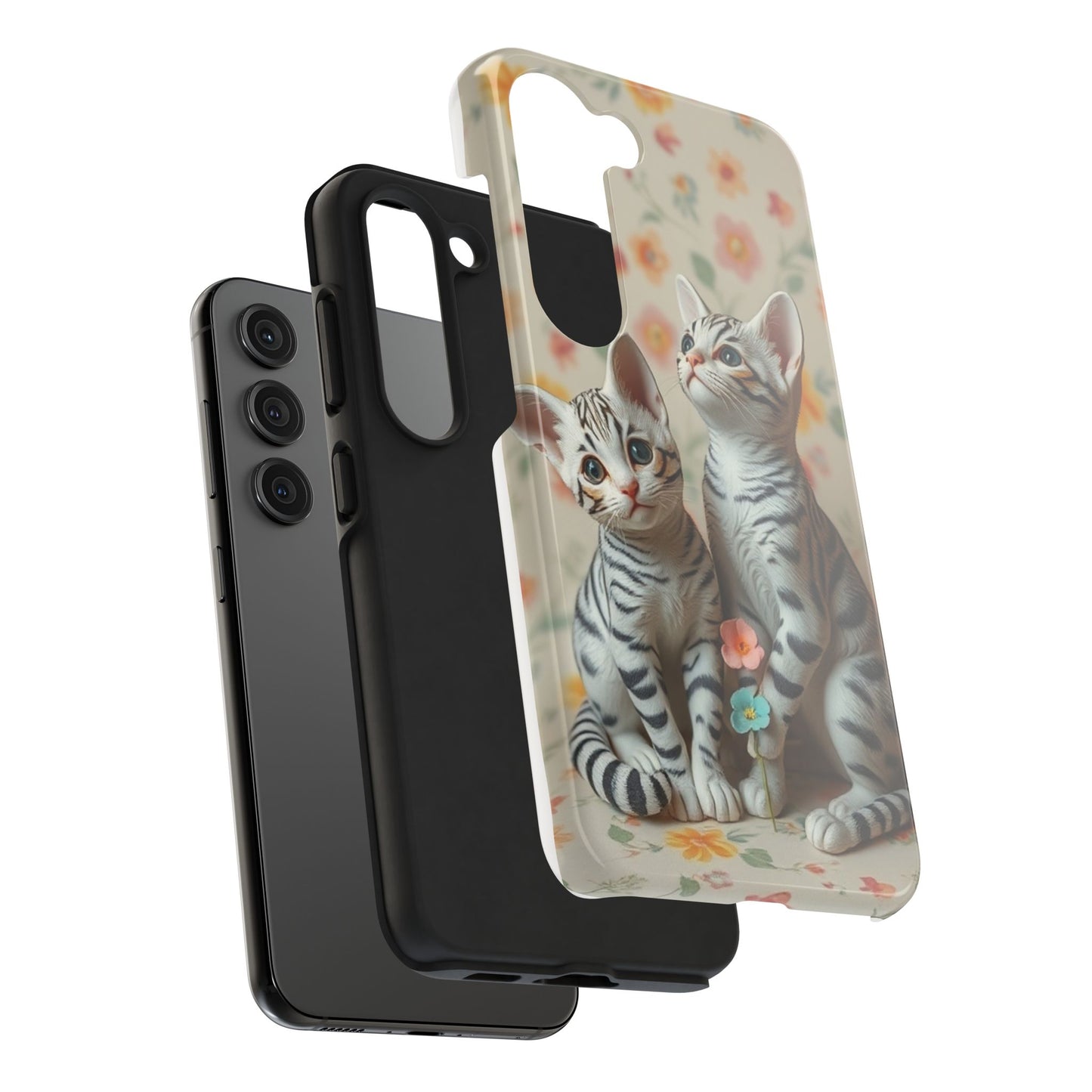 Kittens-n-Flowers Impact-Resistant Phone Case