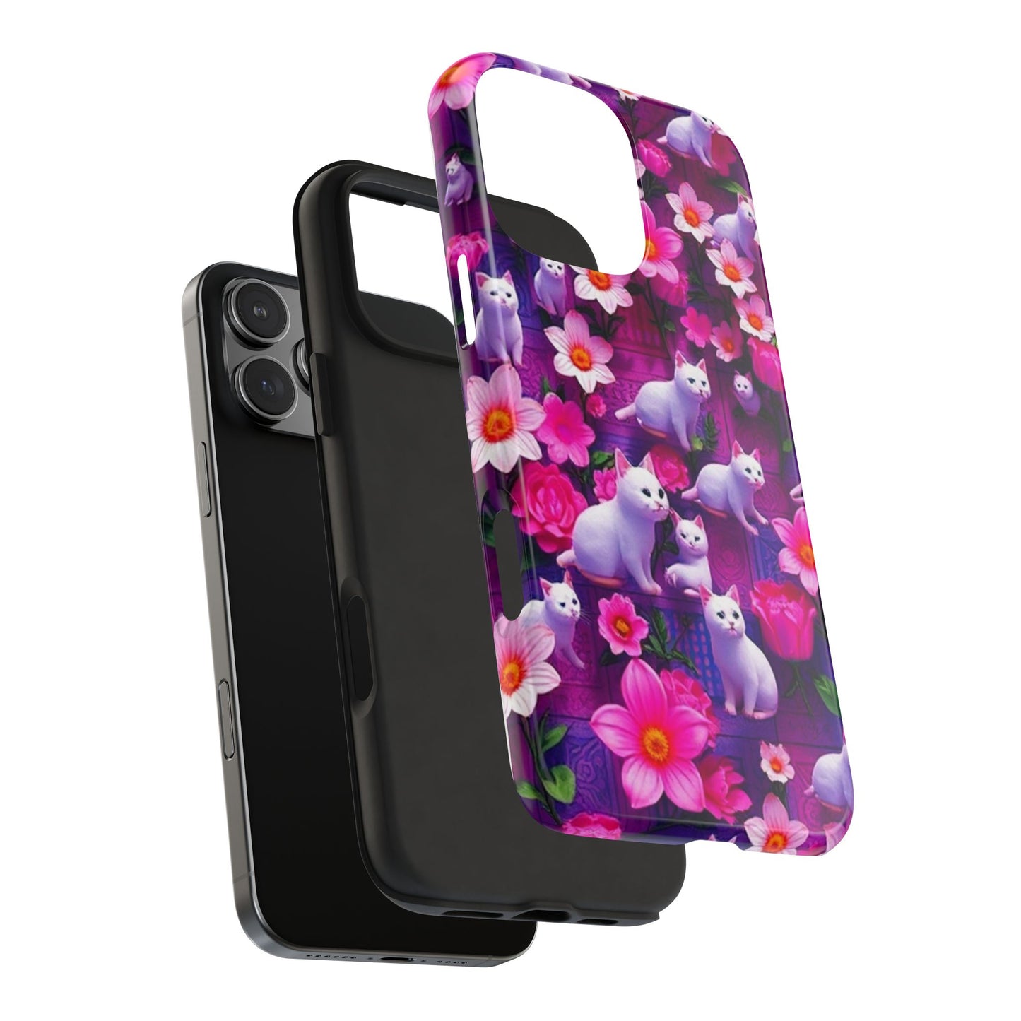 Kittens-n-Flowers Impact-Resistant Phone Case